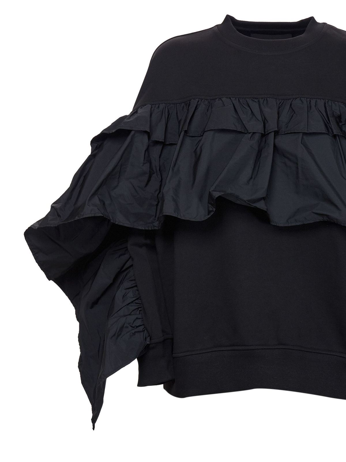 Sweatshirt Ruffles Sweatshirts & Sweaters Valentino Red - Maxi ruffle sweatshirt in black ...