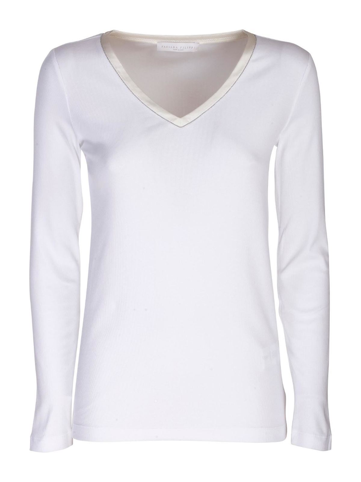 T-shirts Fabiana Filippi - Long sleeves T-shirt in white - JED271W121F21521
