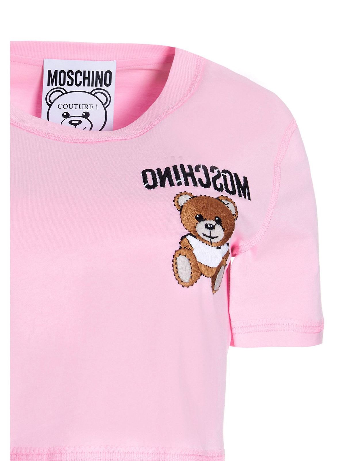Moschino Inside Out Teddy Bear crop t-shirt in pink|070504401222