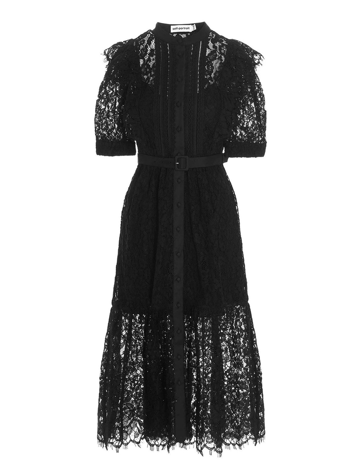 Self Portrait Lace midi dress in black - Black|SS21003MBLACK