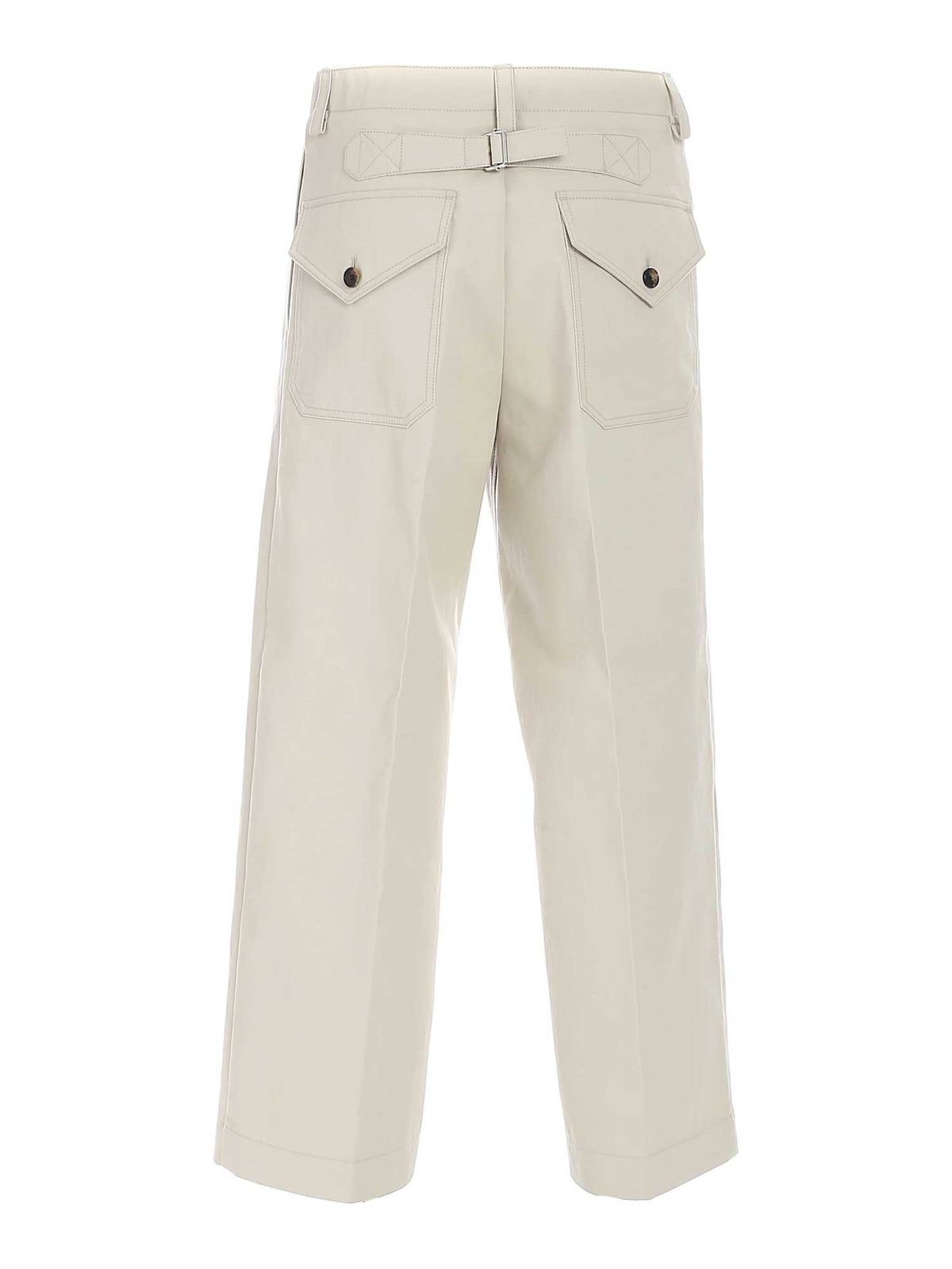 Shop Kenzo Asymmetric Fastening Pants In Beige In Beis