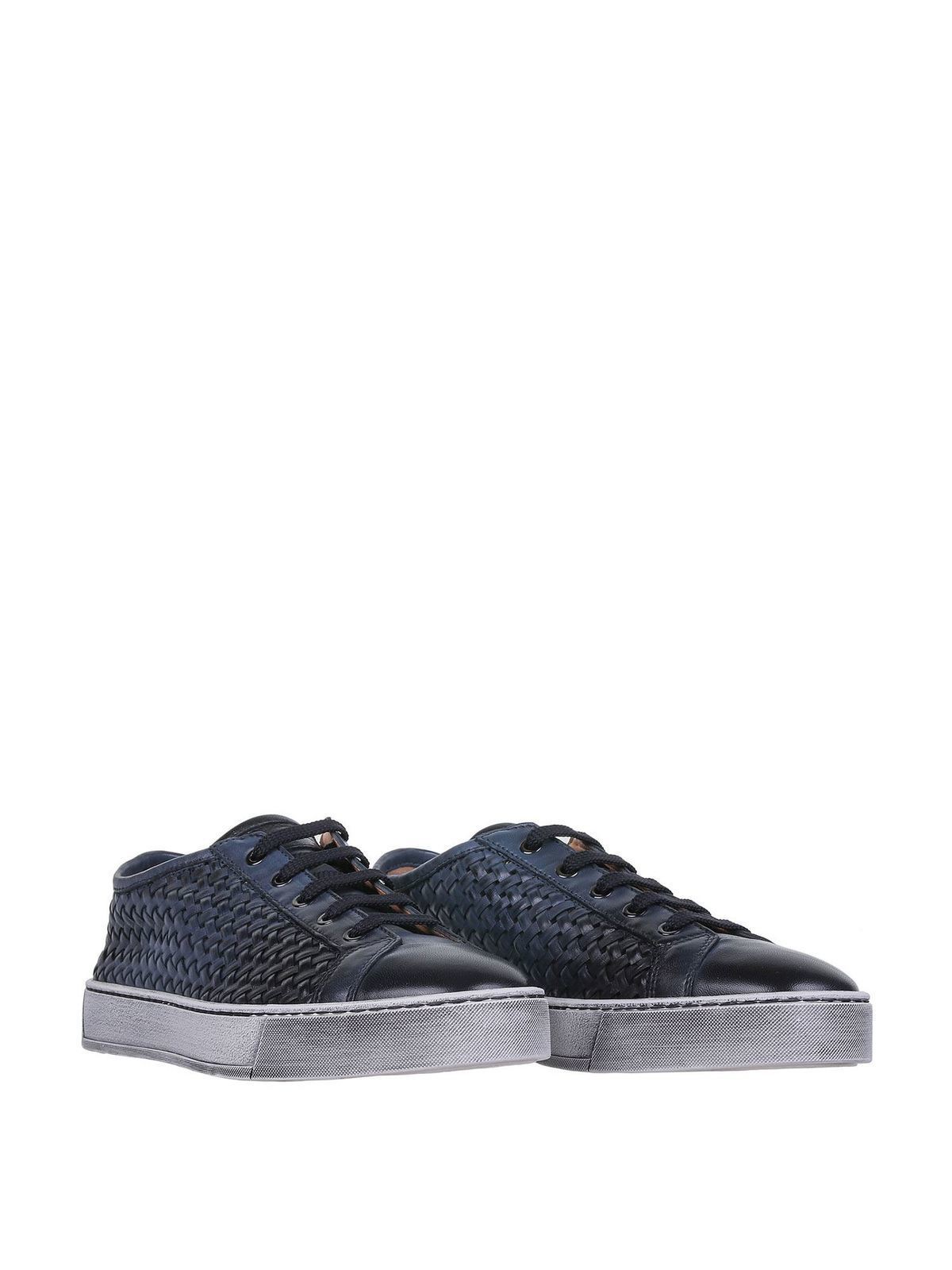 Santoni Sneakers in pelle intrecciata blu MBGL21301SPOLGOOU60
