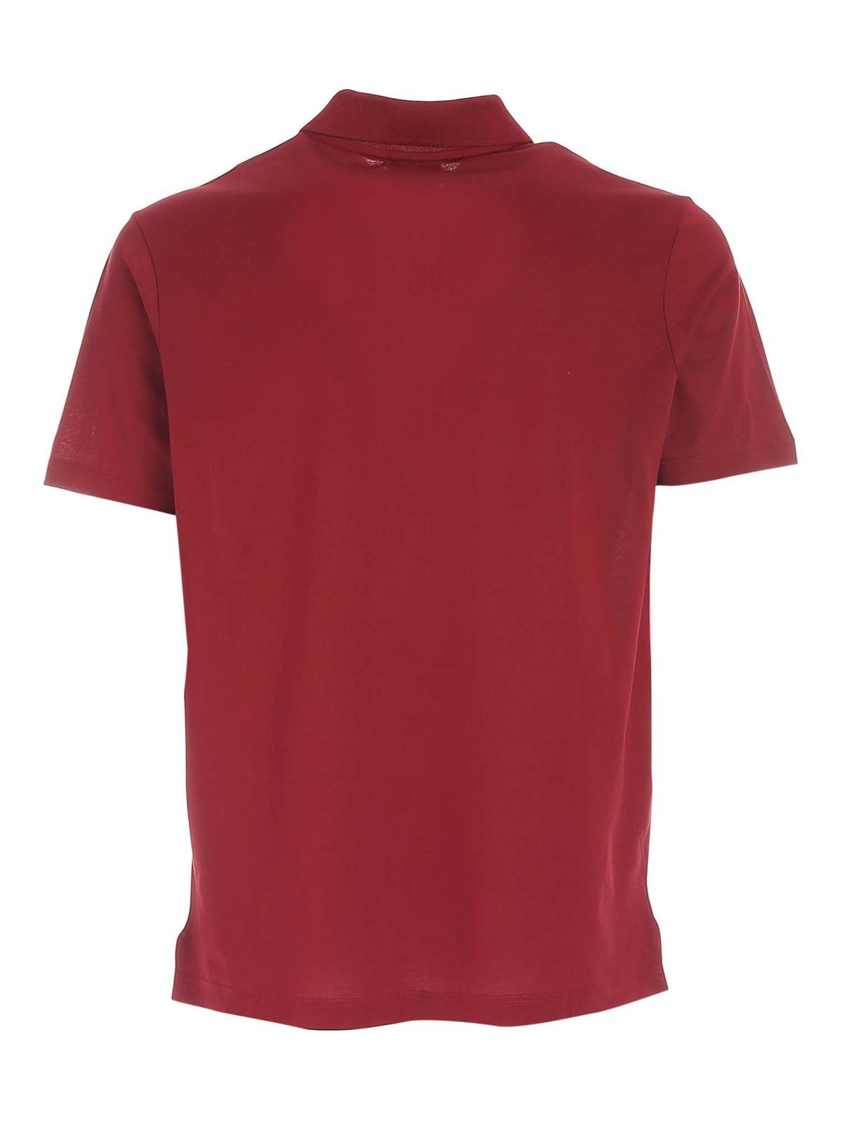 Shop Paul & Shark Logo Patch Polo Shirt In Burgundy In Red