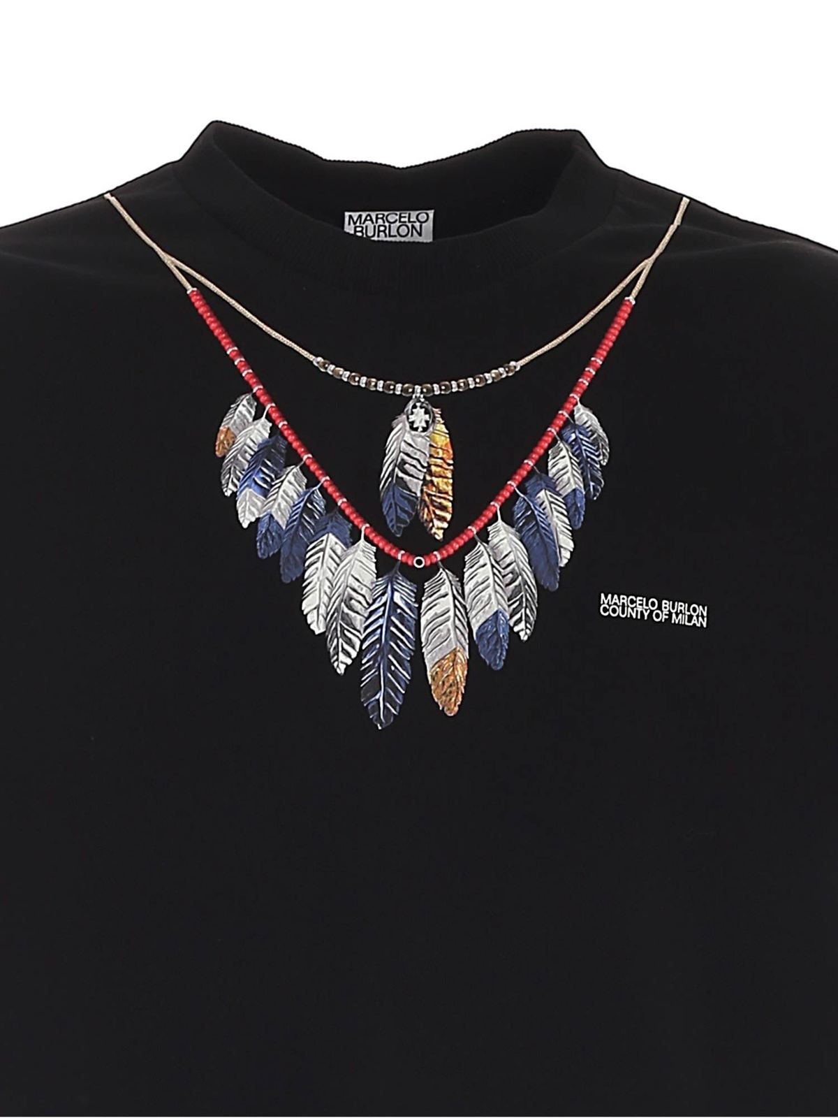Marcelo Burlon County Of Milan Double Chain Feather T-shirt in 