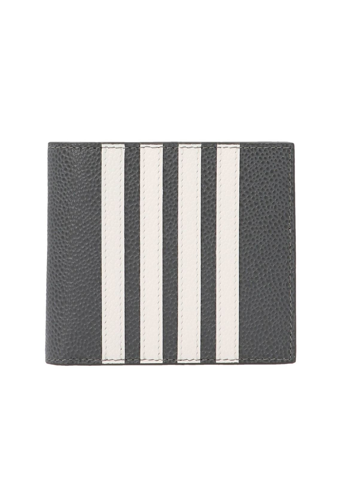 Thom Browne 4 Bar Bifold Wallet In Grey