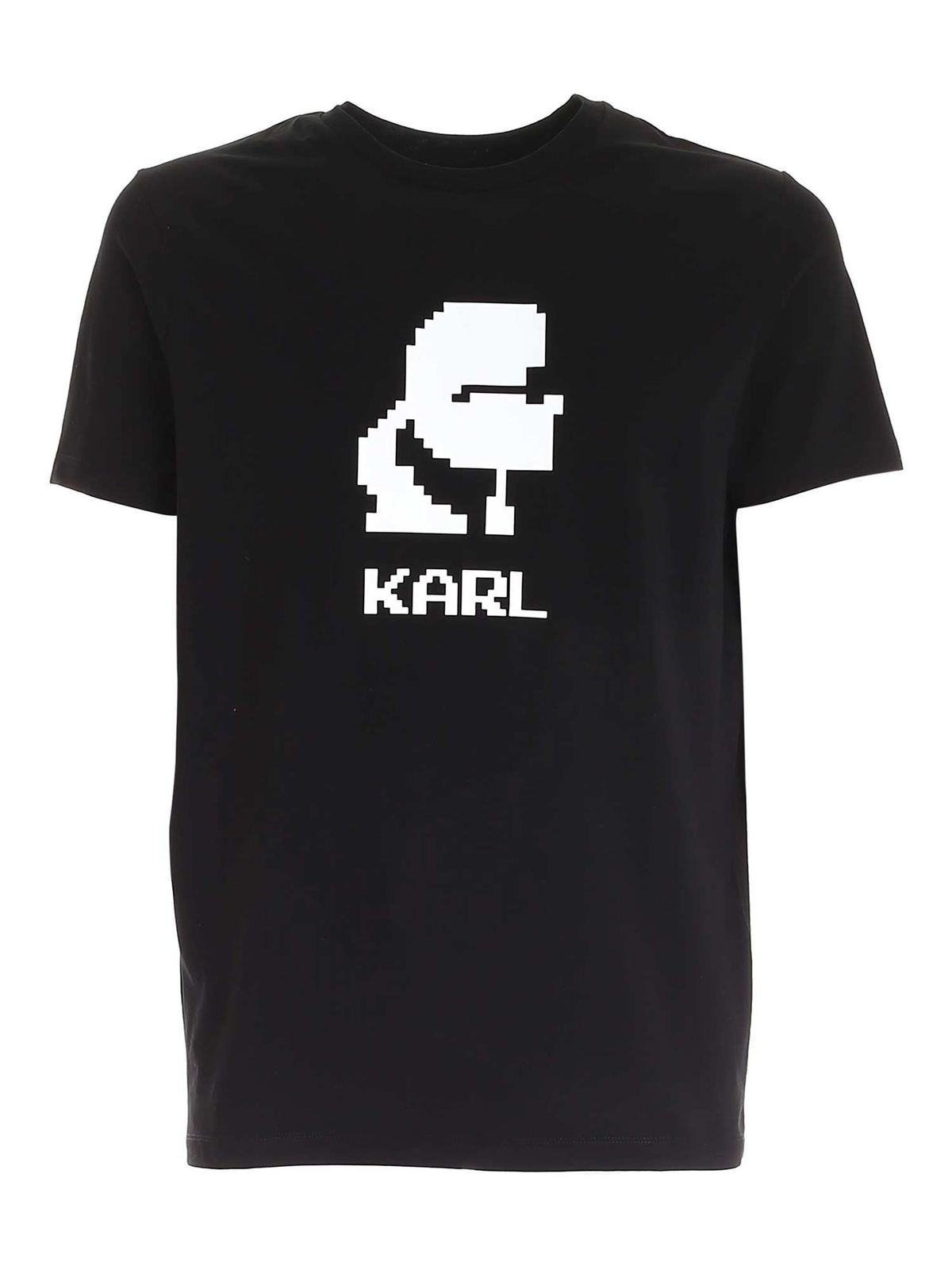 Karl Lagerfeld White Print T-shirt In Black