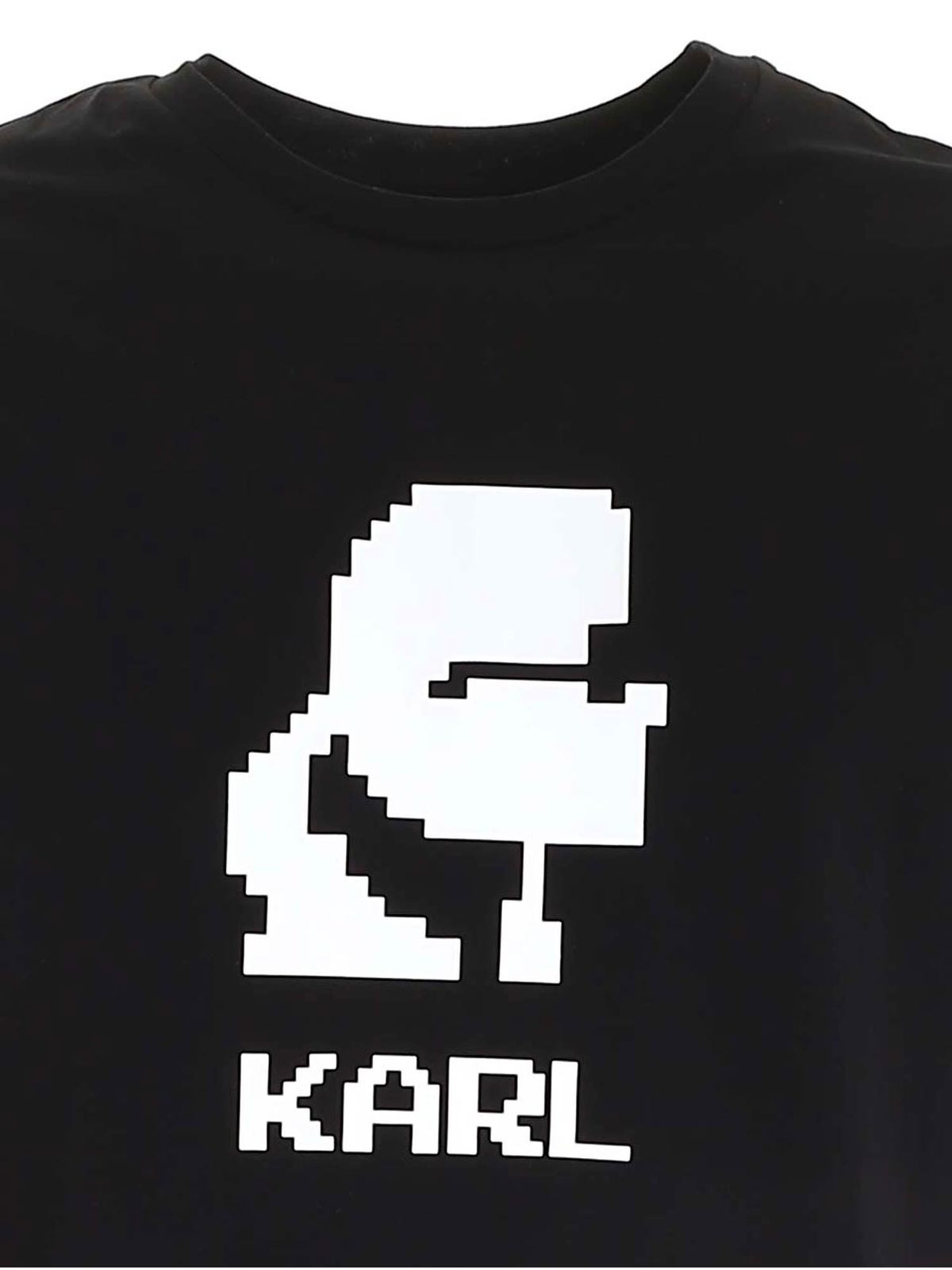 Shop Karl Lagerfeld White Print T-shirt In Black