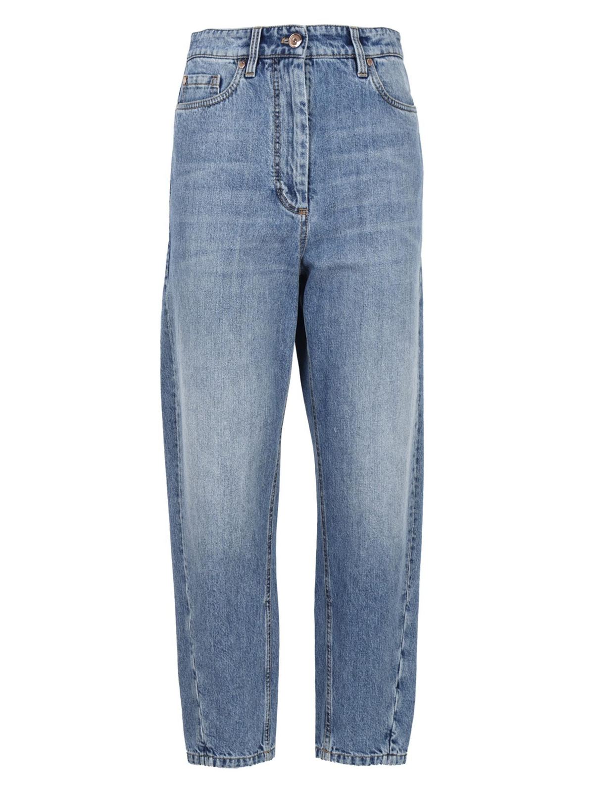 Straight leg jeans Brunello Cucinelli - Mid rise mom jeans in light blue -  MA095P5616C7755