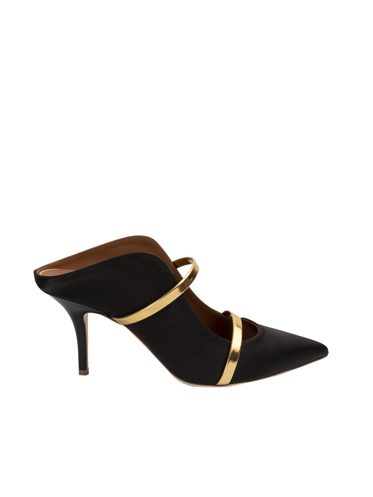Shop Malone Souliers Maureen 70mm Mules In Black And Gold In Negro