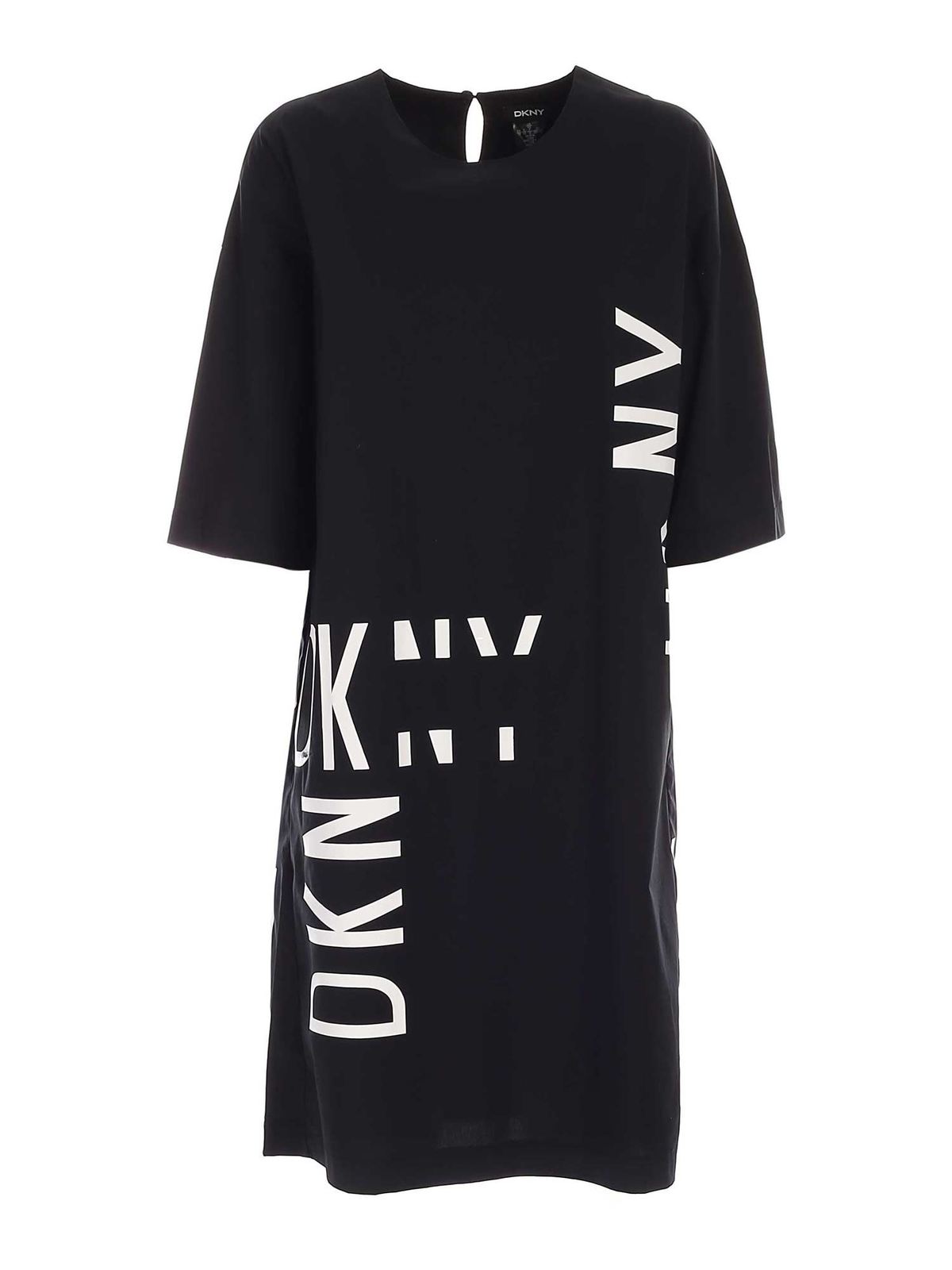 Dkny Lettering Logo Dress In Black