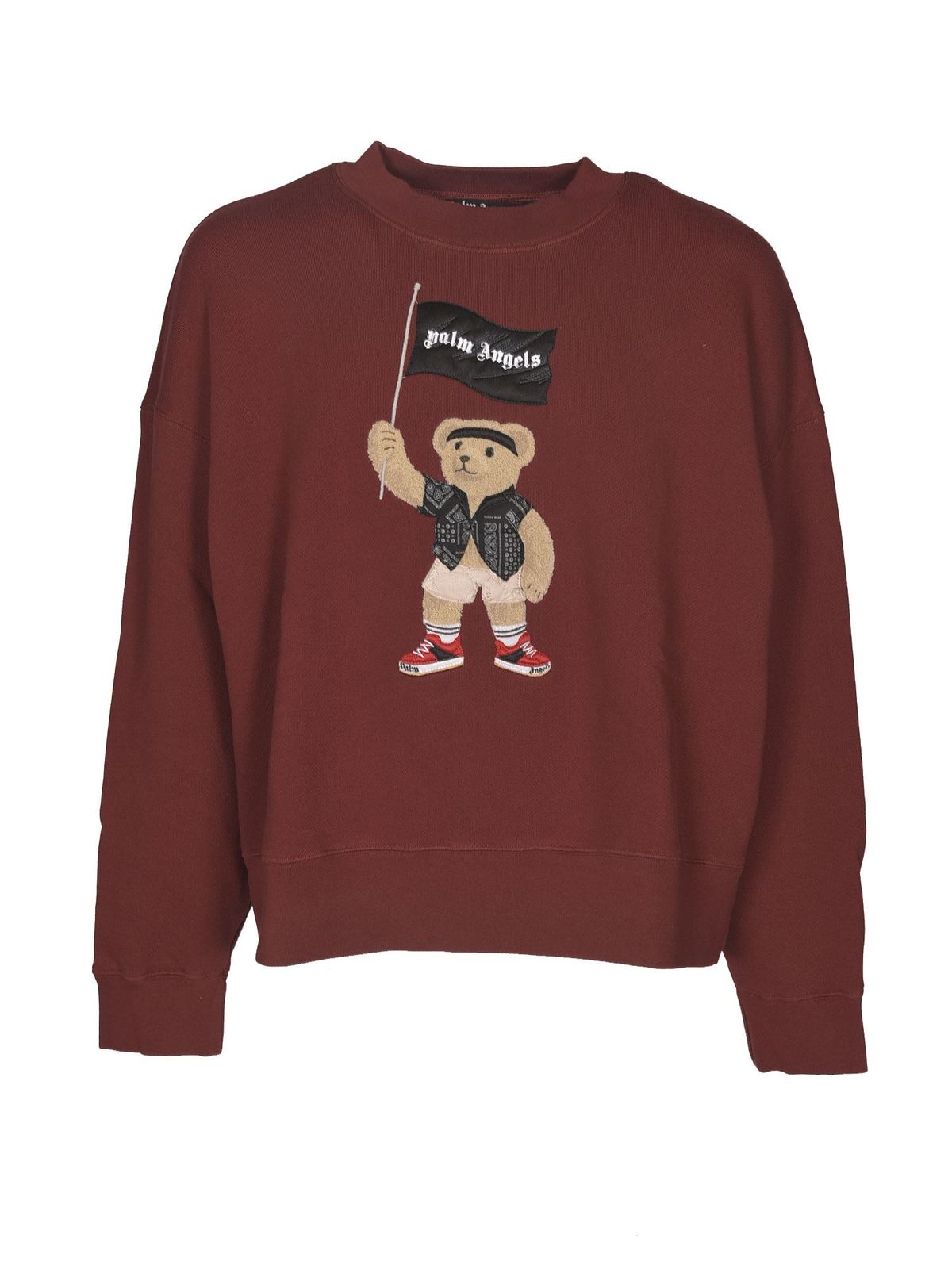 Palm Angels Pirate Bear sweatshirt in burgundy PMBA026S21FLE0078501