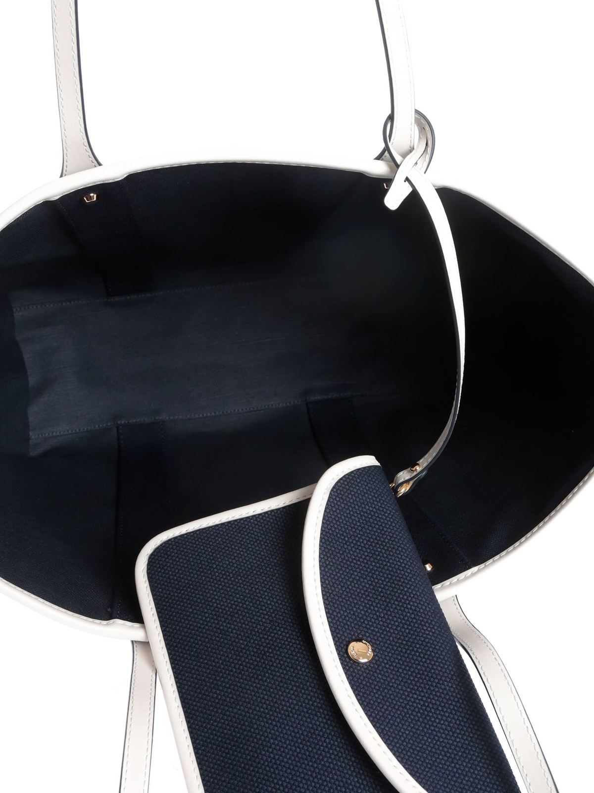 Buy the Michael Kors Navy Blue Canvas Top Handle Bag
