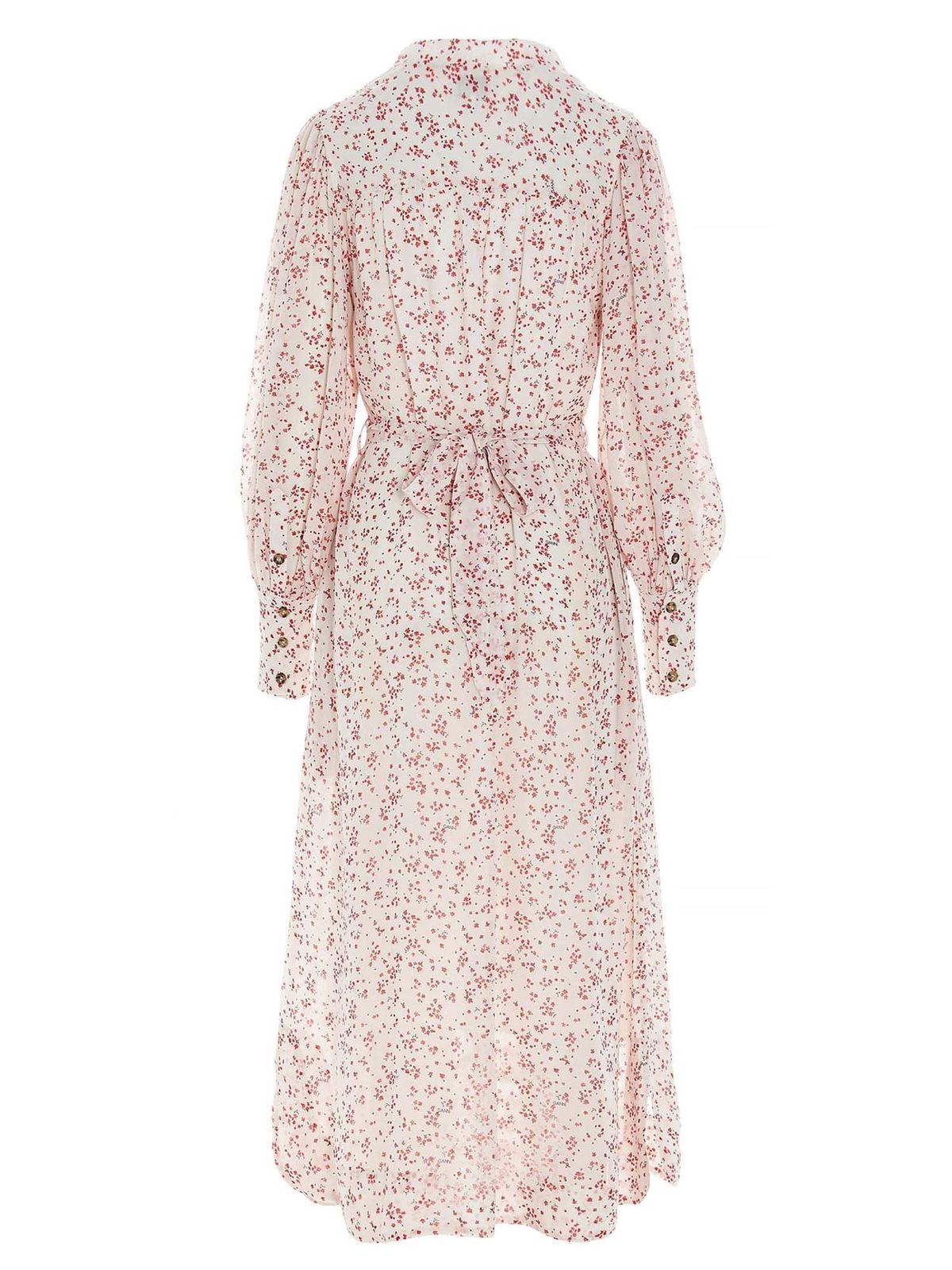 Ganni Floral midi dress in white and red - White - Women|F5879135