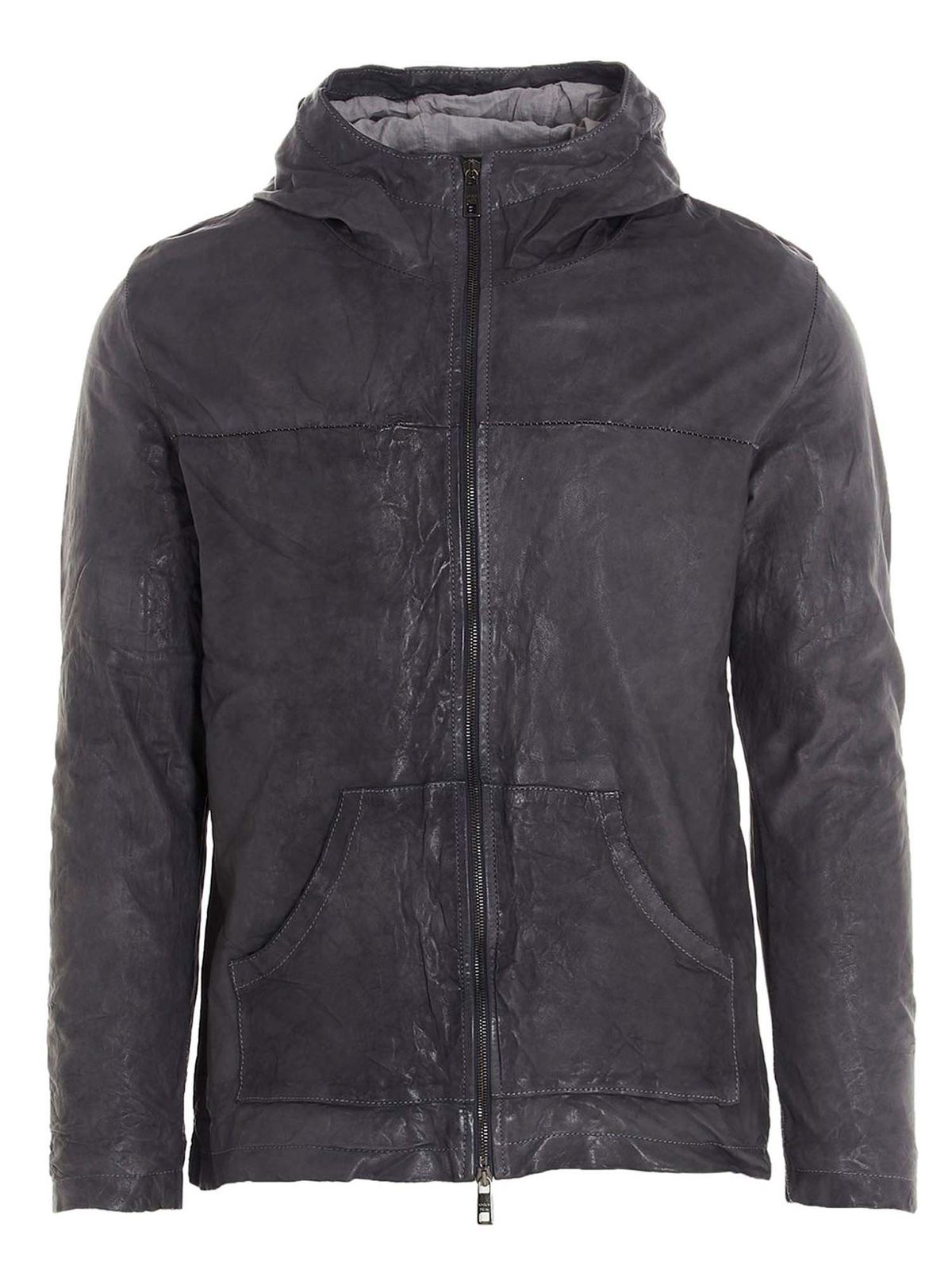 Giorgio Brato Wrinkled leather jacket in grey | GU21S9893VSTORM