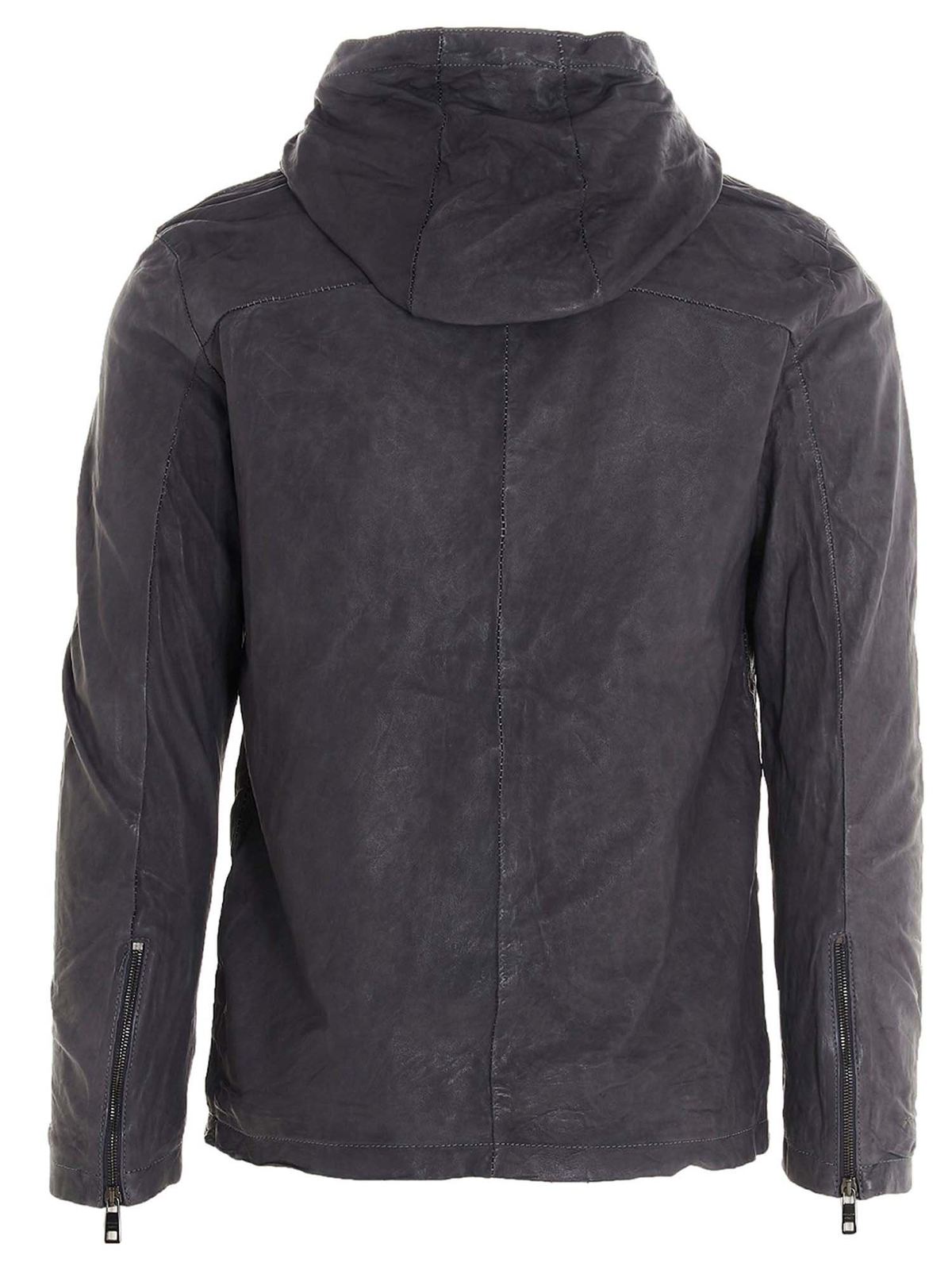 Giorgio Brato Wrinkled leather jacket in grey | GU21S9893VSTORM
