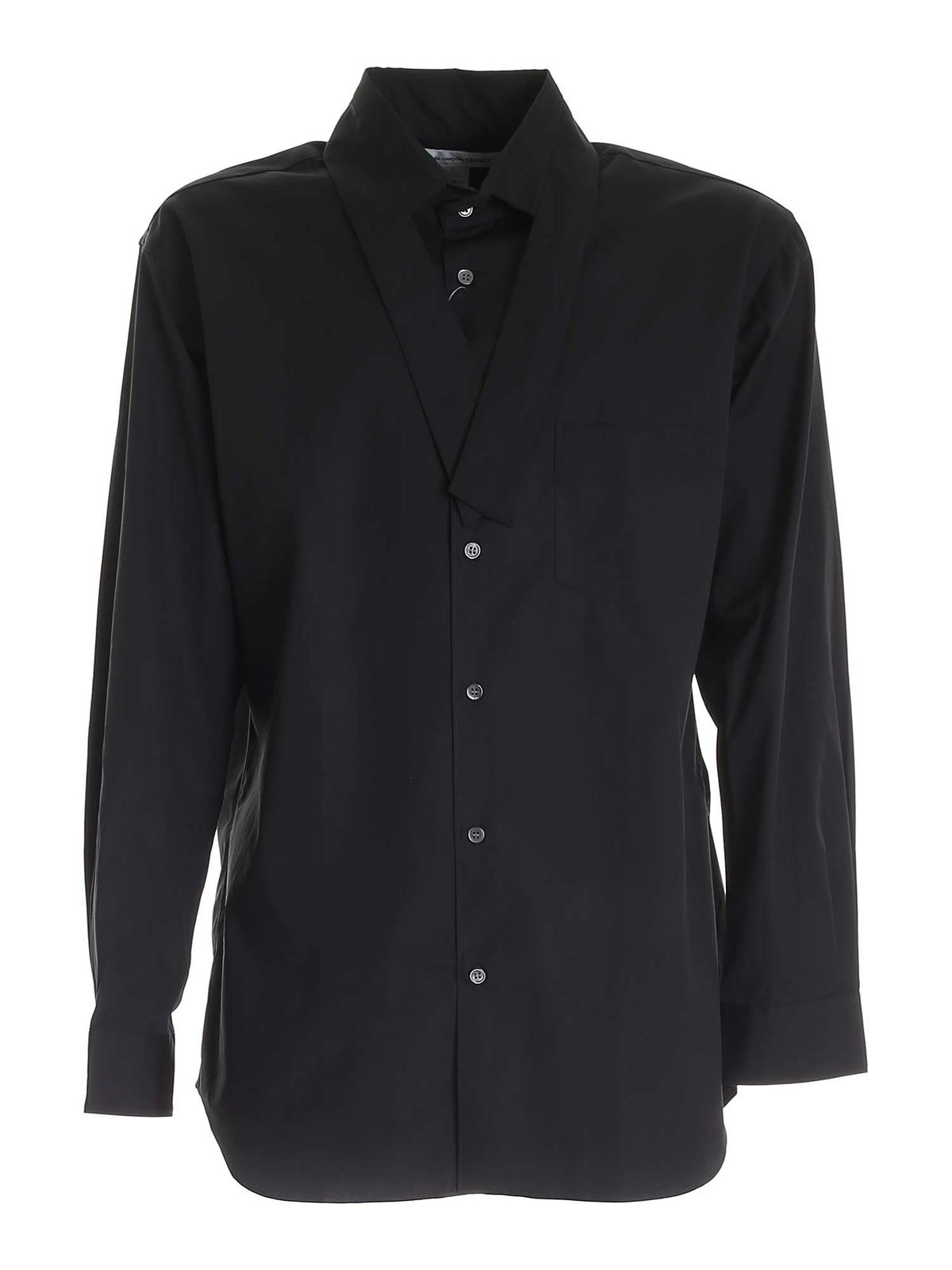 Comme Des Garçons Shirt Ribbon On The Neckline Shirt In Black In Negro
