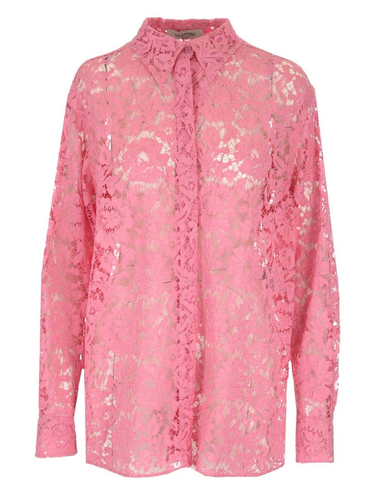 Shop Valentino Heavy Lace Shirt In Pink In Rosado