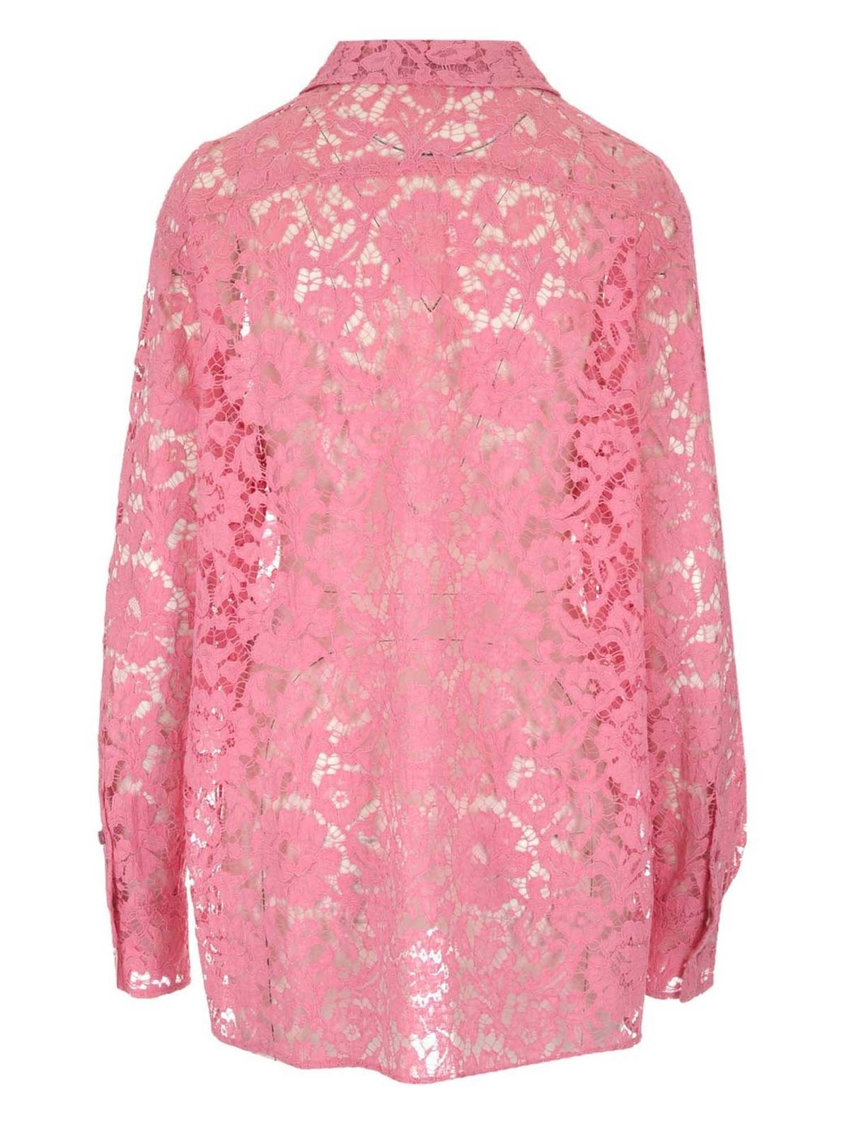Shop Valentino Heavy Lace Shirt In Pink In Rosado