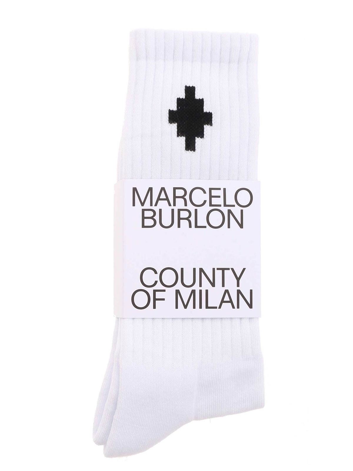 Shop Marcelo Burlon County Of Milan Calcetines - Cross In White
