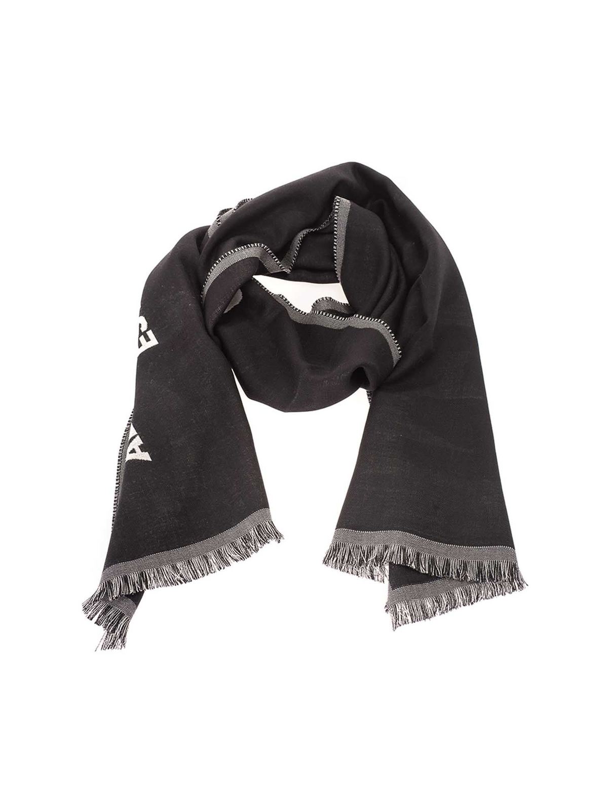 Alexander Mcqueen Logo Foulard In Black And Ivory Color