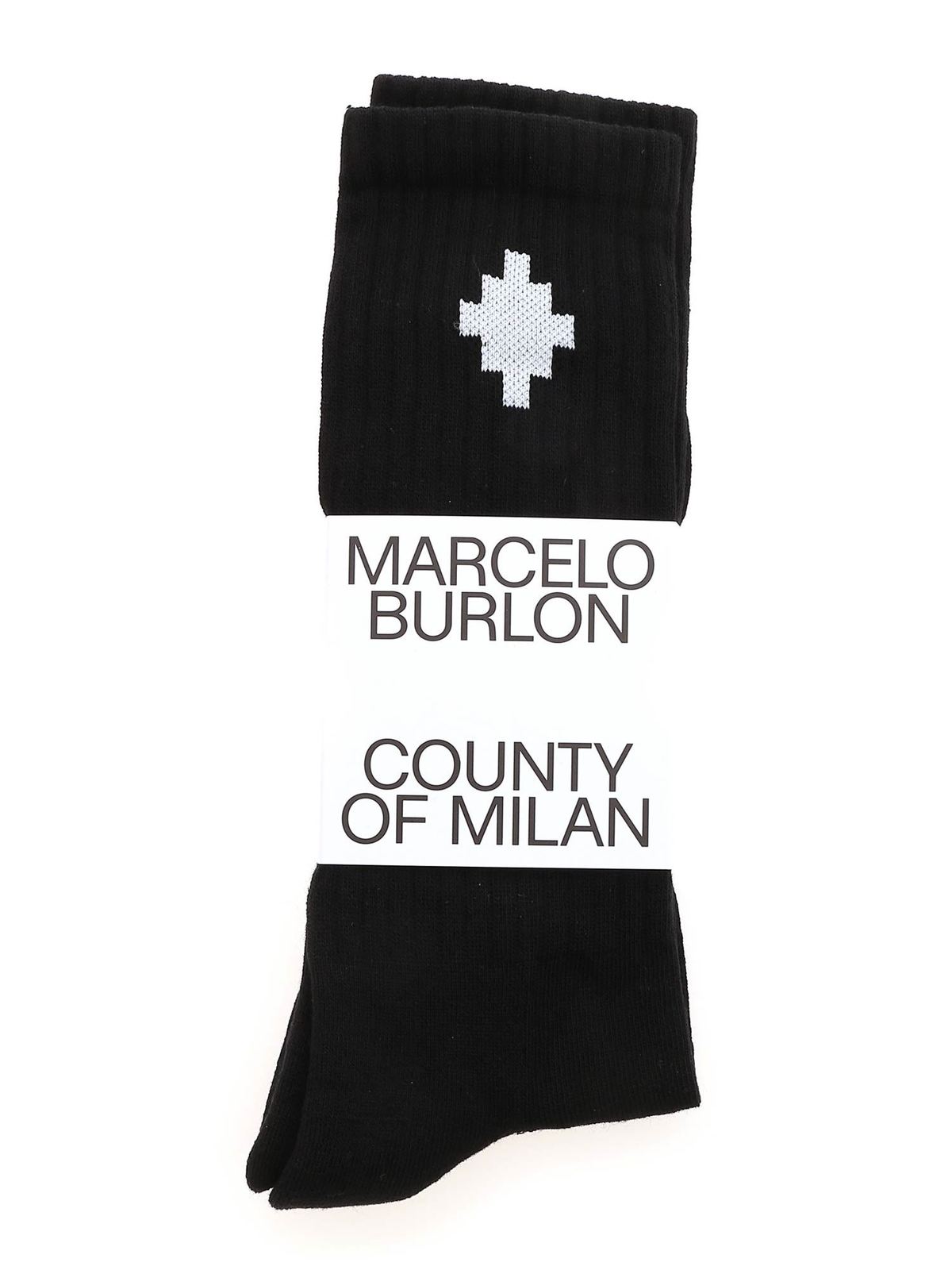 Shop Marcelo Burlon County Of Milan Cross Socks In Black