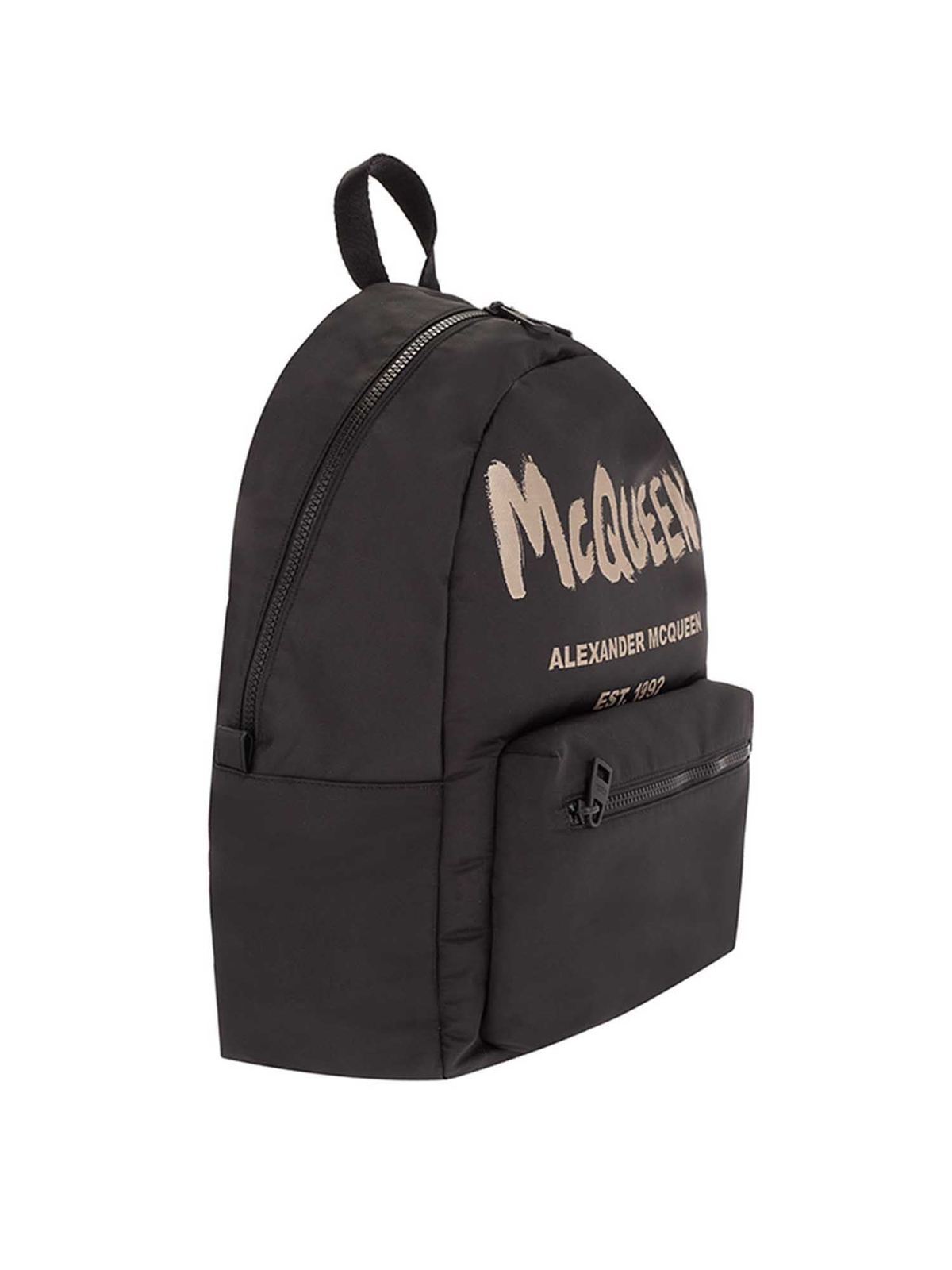 Shop Alexander Mcqueen Branded Backpack In Black