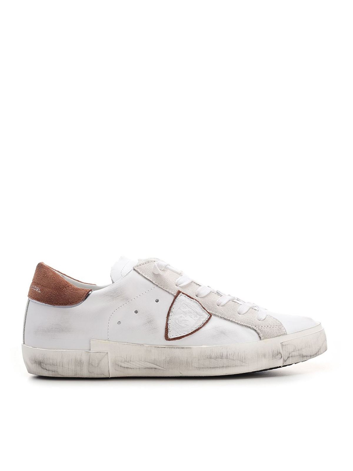 Philippe Model Logo Sneaker In White And Brown