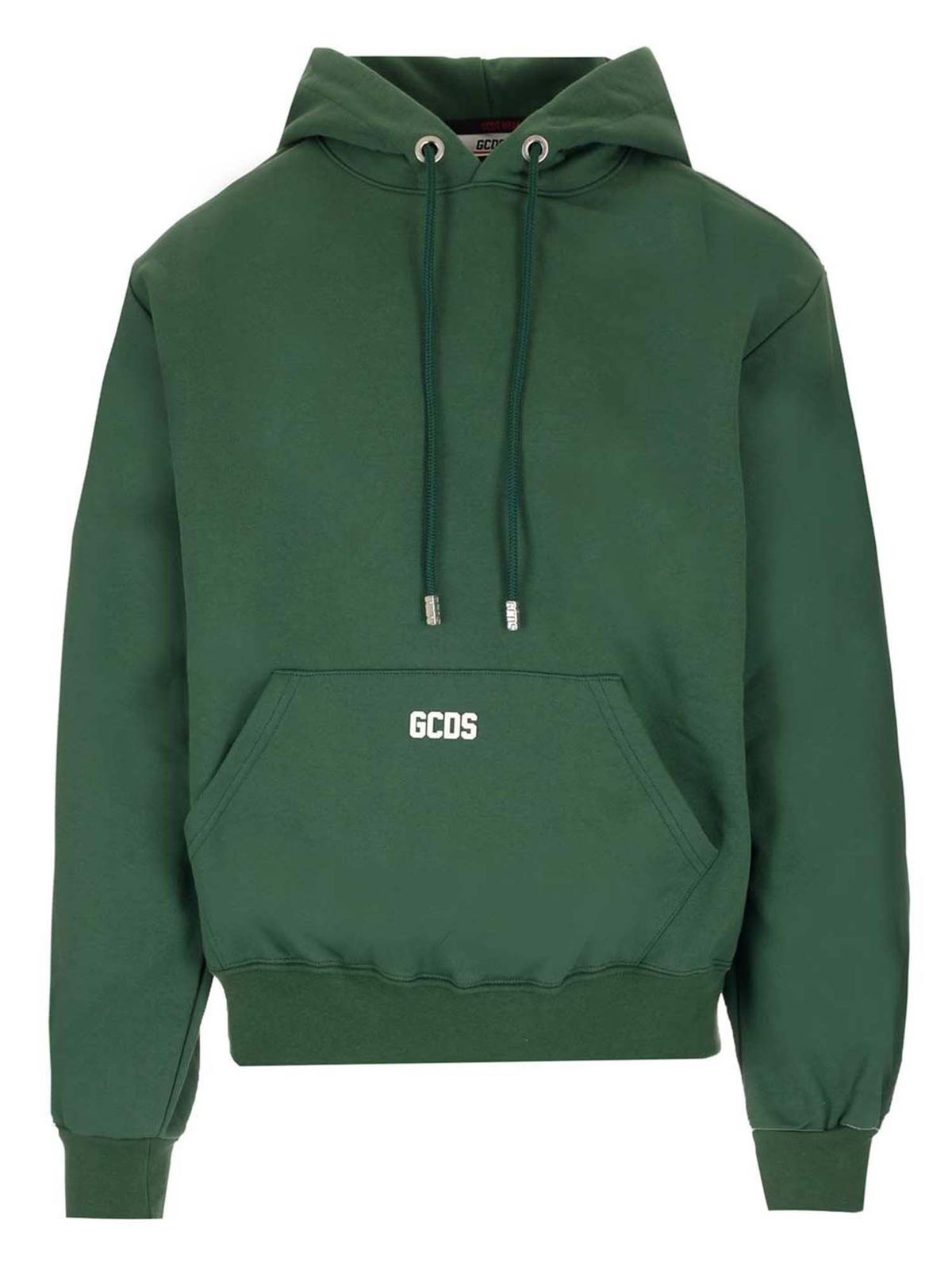 Shop Gcds Raised Logo Hoodie In Green