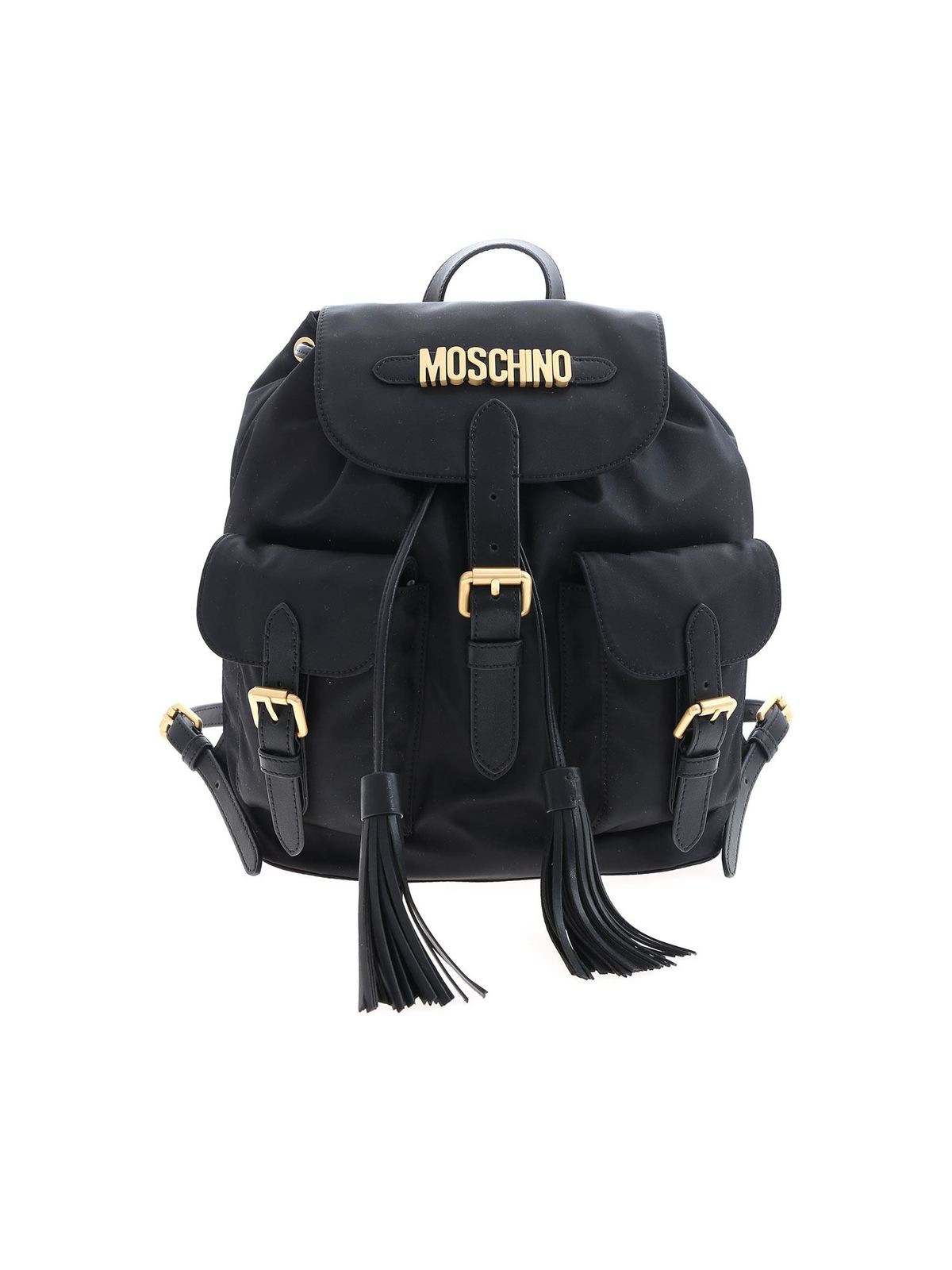Moschino Black Nylon Backpack In Negro