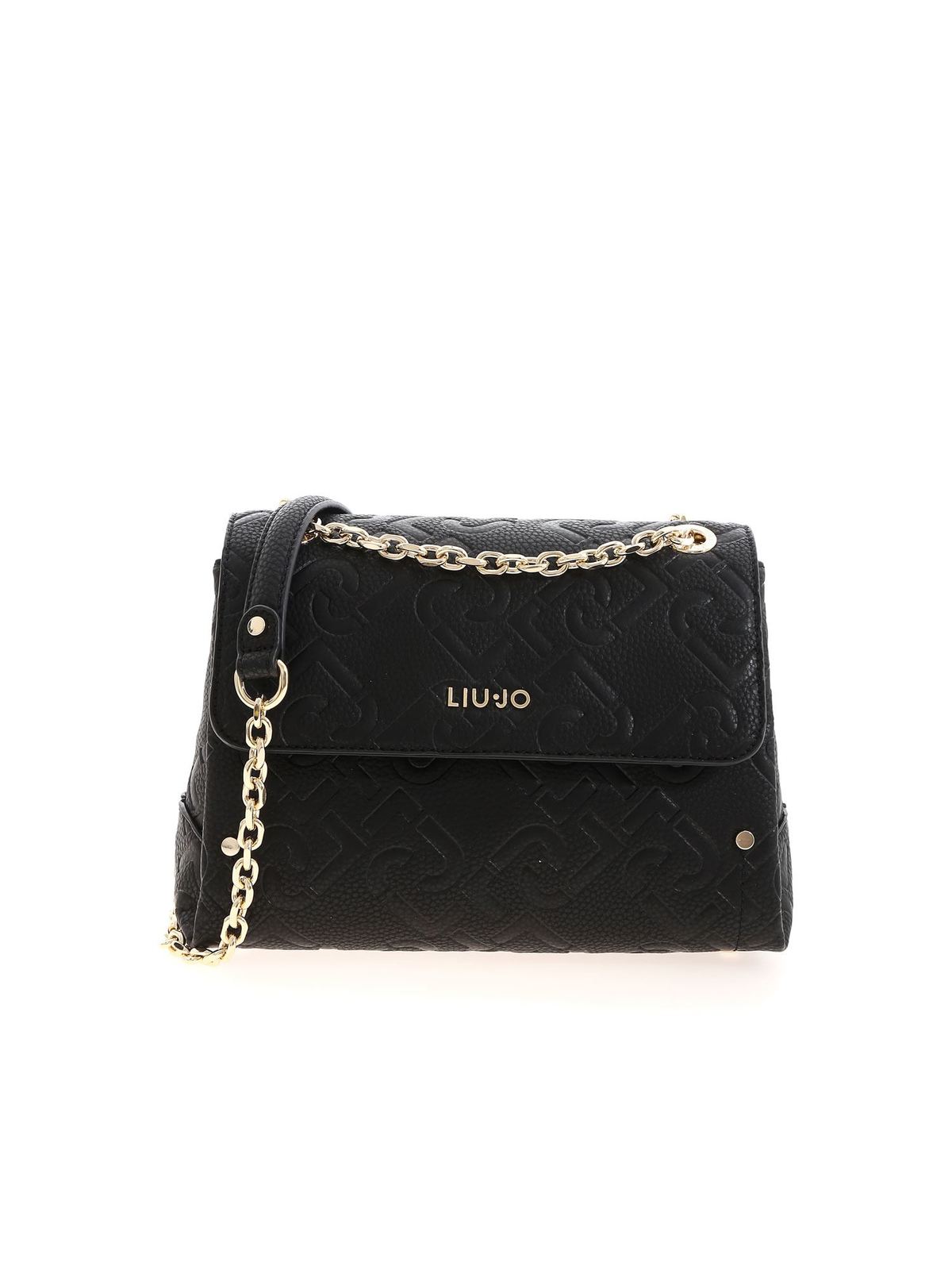 LIU JO: wallet in fabric with all over logo - Black