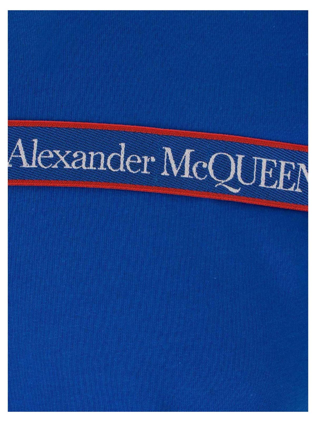 Alexander Mcqueen Embroidered logo T-shirt in blue Alexander Mcqueen Embroidered logo T-shirt in blue