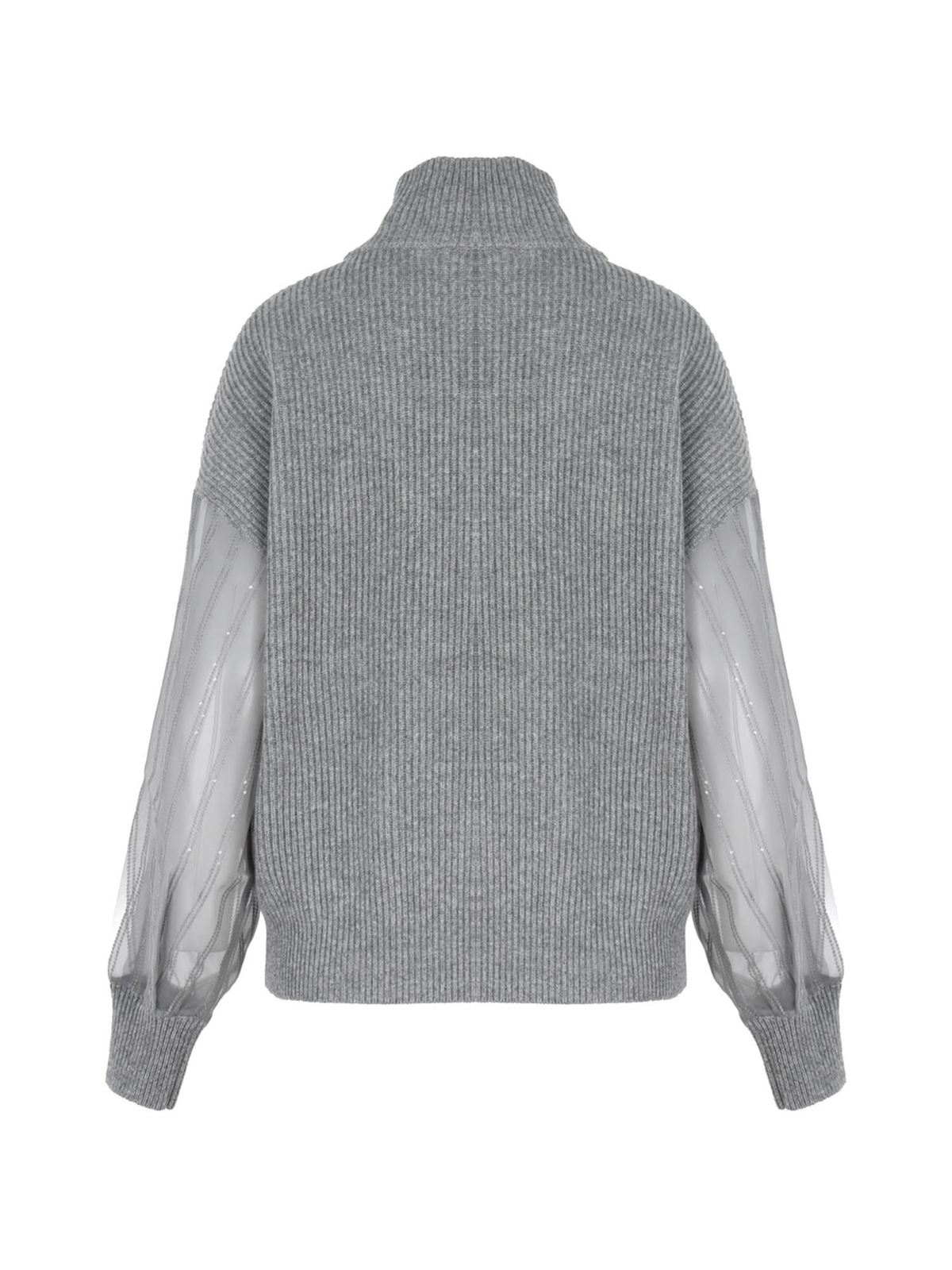 Gilet Long Brunello Cucinelli Gris Argenté Avec Lurex - Taille S, Occasion Très Bon état