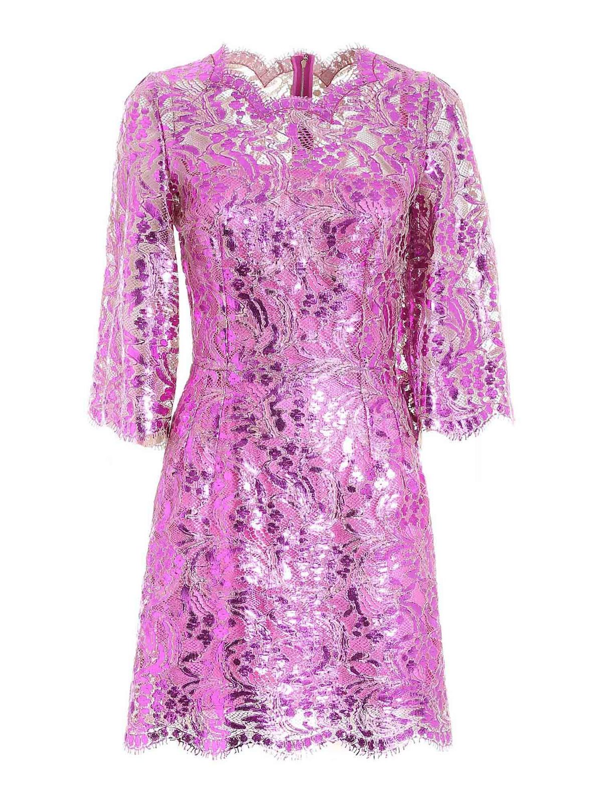 open lace back dress Dolce & Gabbana Purple Lace Dress main image 1