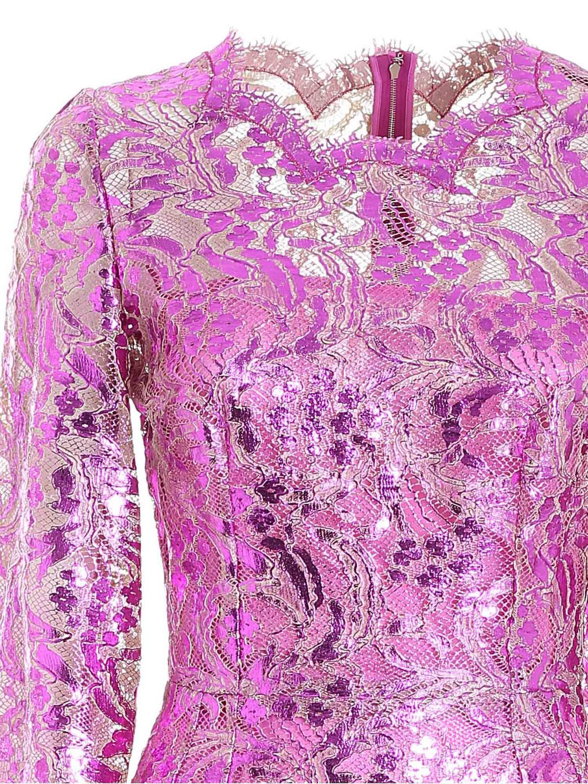 open lace back dress Dolce & Gabbana Purple Floral Lace Maxi Dress – AmeOro main image 1