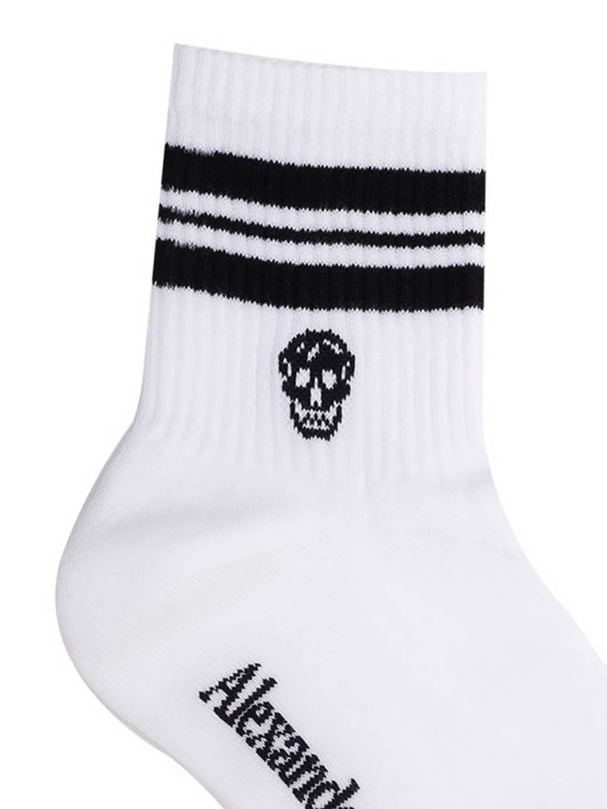 Shop Alexander Mcqueen Skull Inlay Socks In White