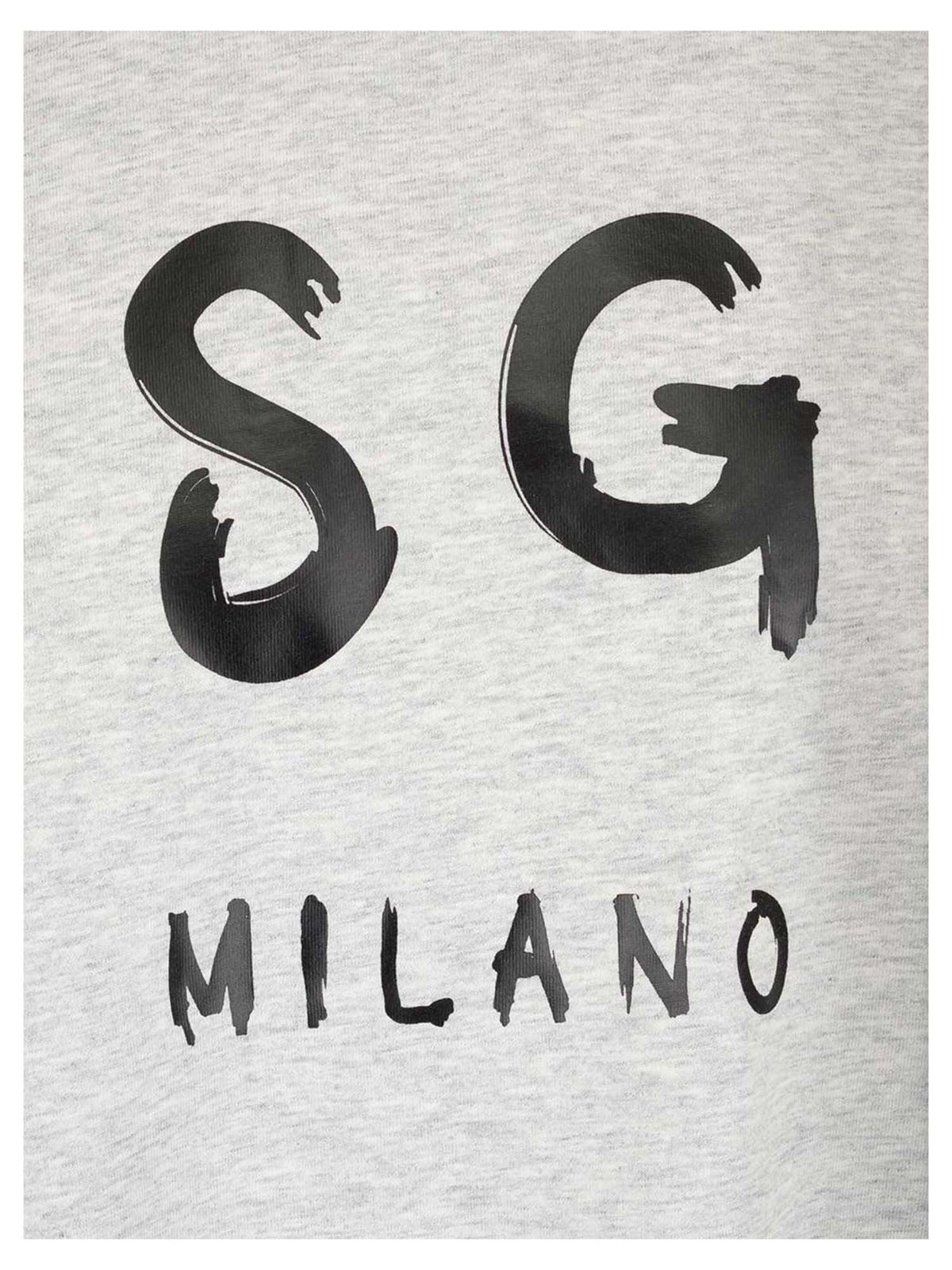 Shop Msgm Logo T-shirt In Gray And Black In Grey