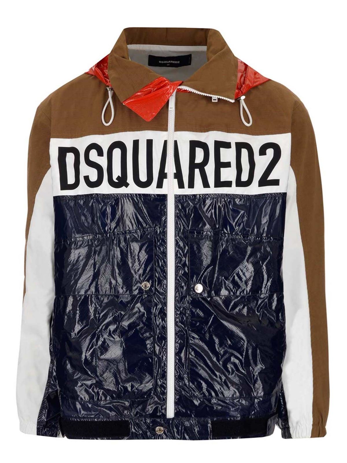 Shop Dsquared2 Logo Jacket In Brown And Blue In Multicolour