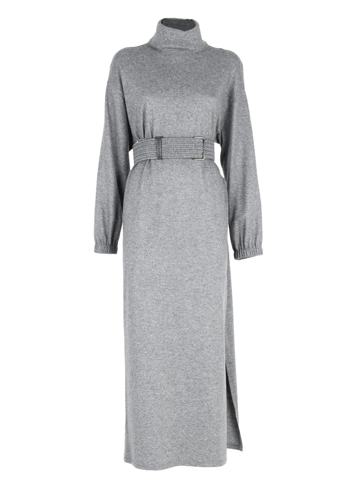 Maxi dresses Brunello Cucinelli - Belt long dress inbn grey - ML896A4843C210