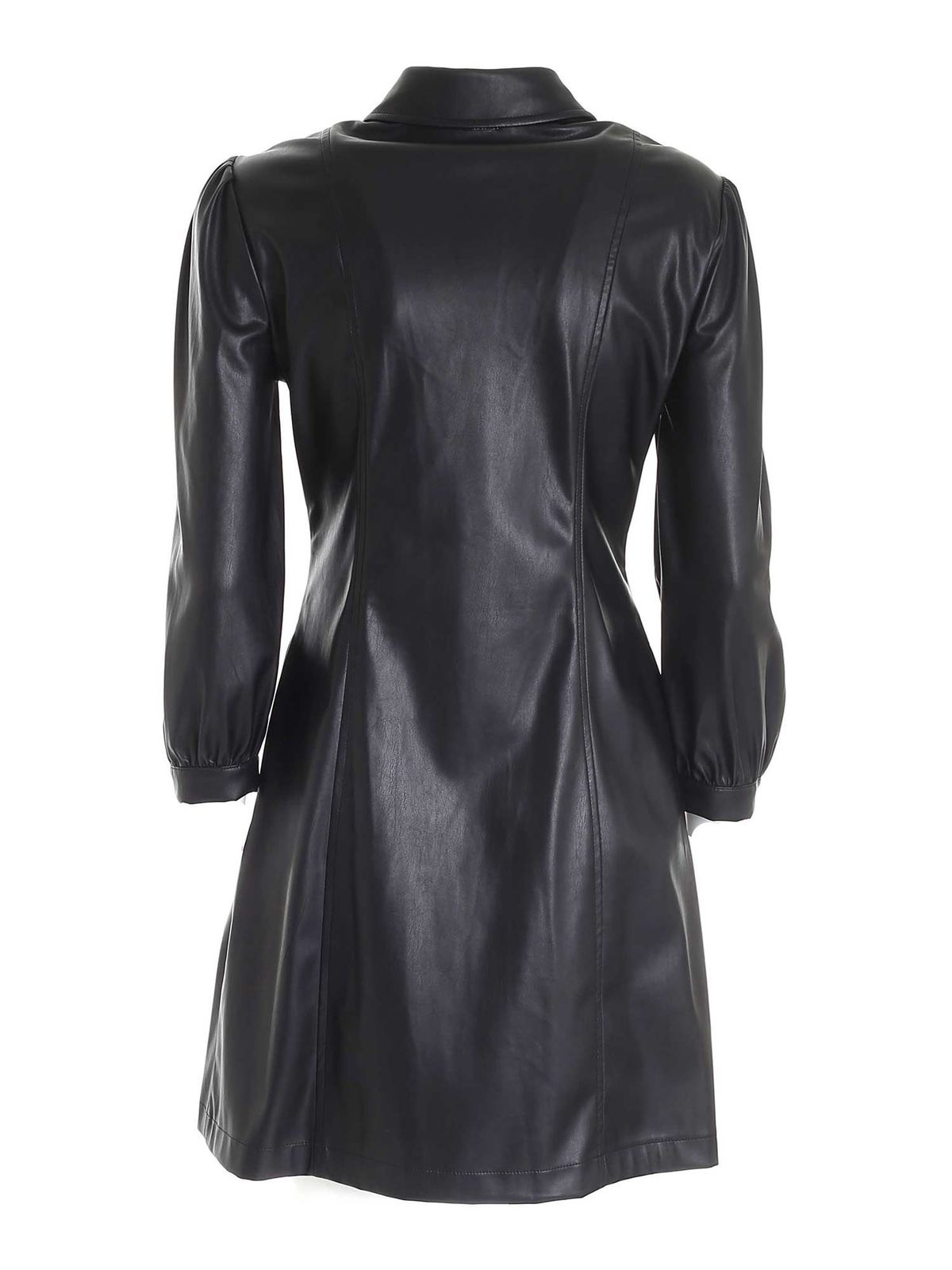 Liu Jo Synthetic leather shirt dress in black|WF1105E039222222 Liu Jo Synthetic leather shirt dress in black|WF1105E039222222