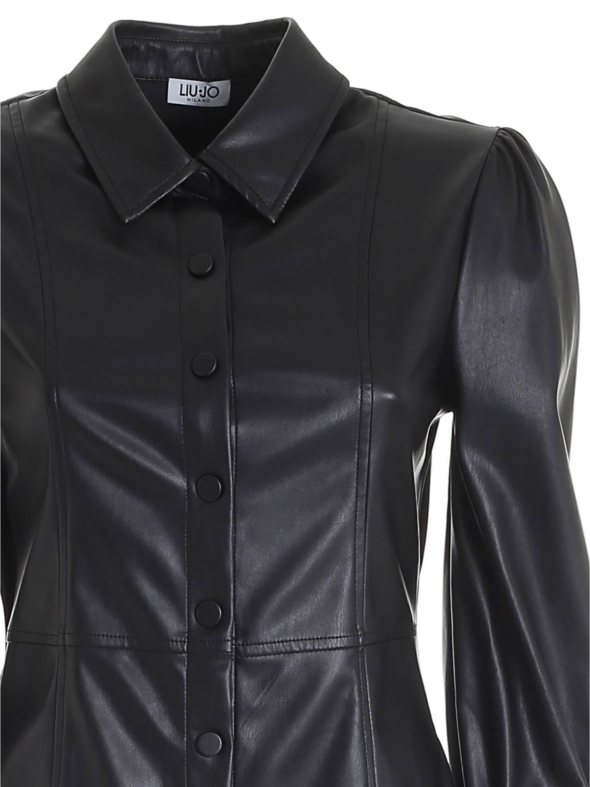 chinese dress ladies Destiny PU Leather Shirt Dress with Shirring – Jessie Liu Collection main image 0