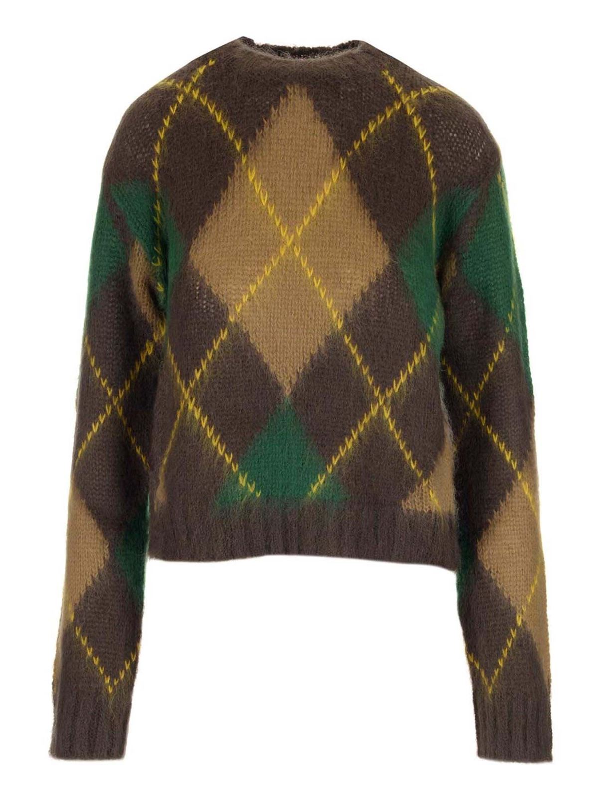 Kenzo Argyle Sweater In Brown In Marrón