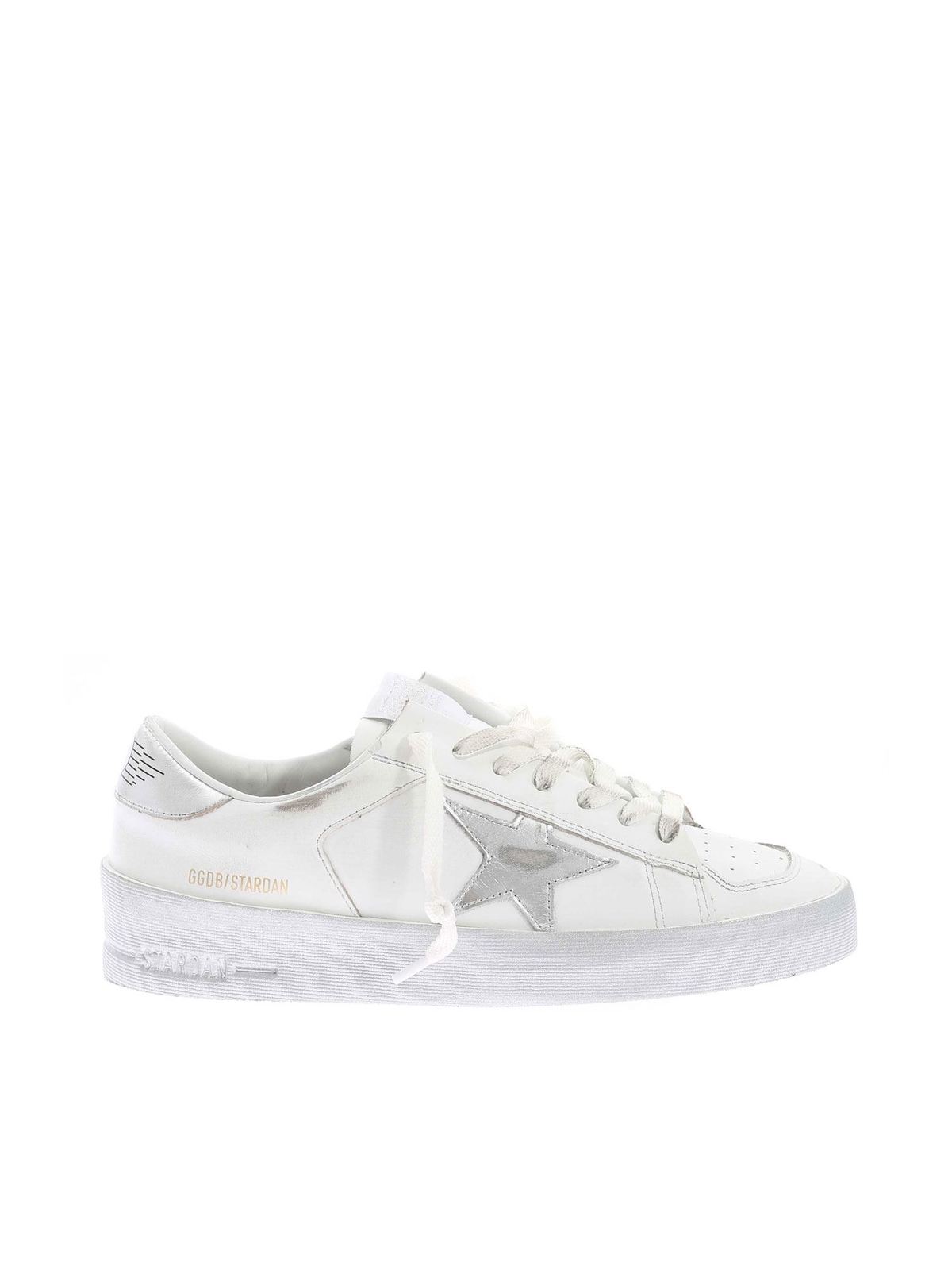 Golden Goose Stardan Sneakers In White And Silver In Blanco
