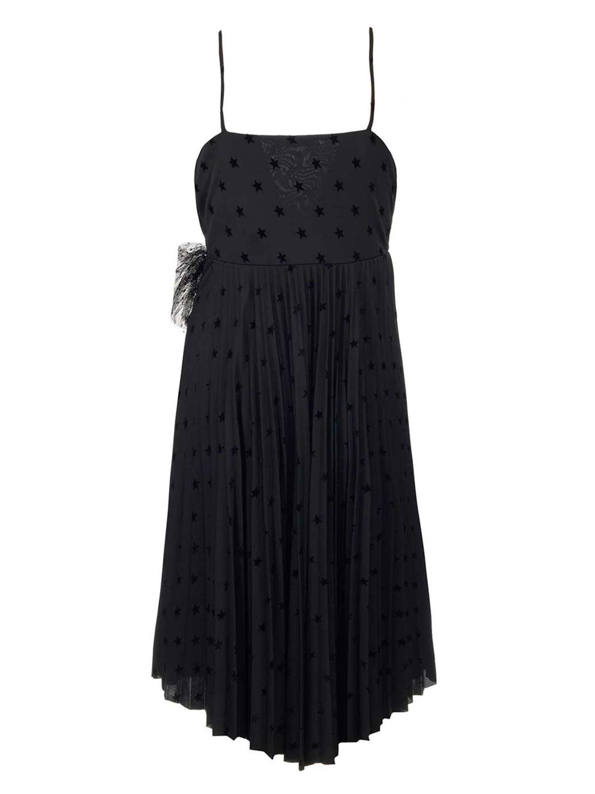 Valentino Red Thin straps tulle dress in black|WR3MJ07M6200NO