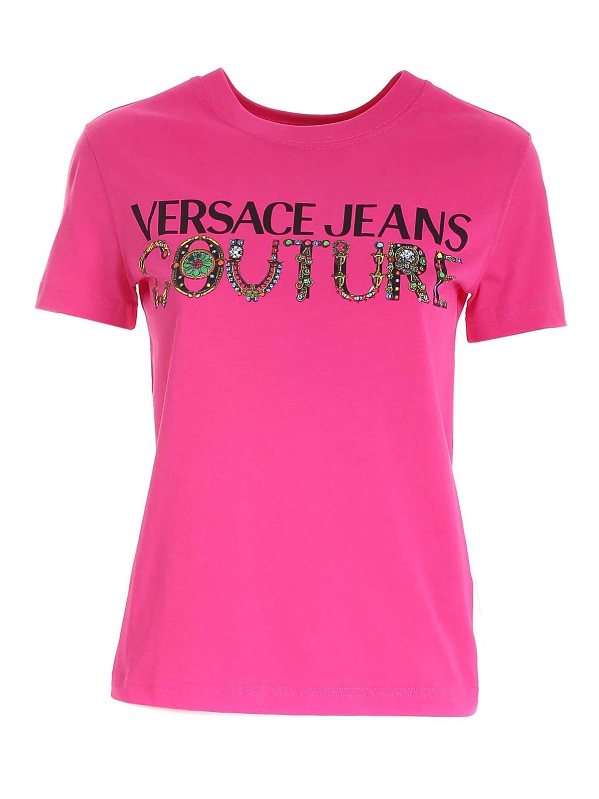 Versace Jeans Couture Logo T-shirt In Fucshia In Fuchsia