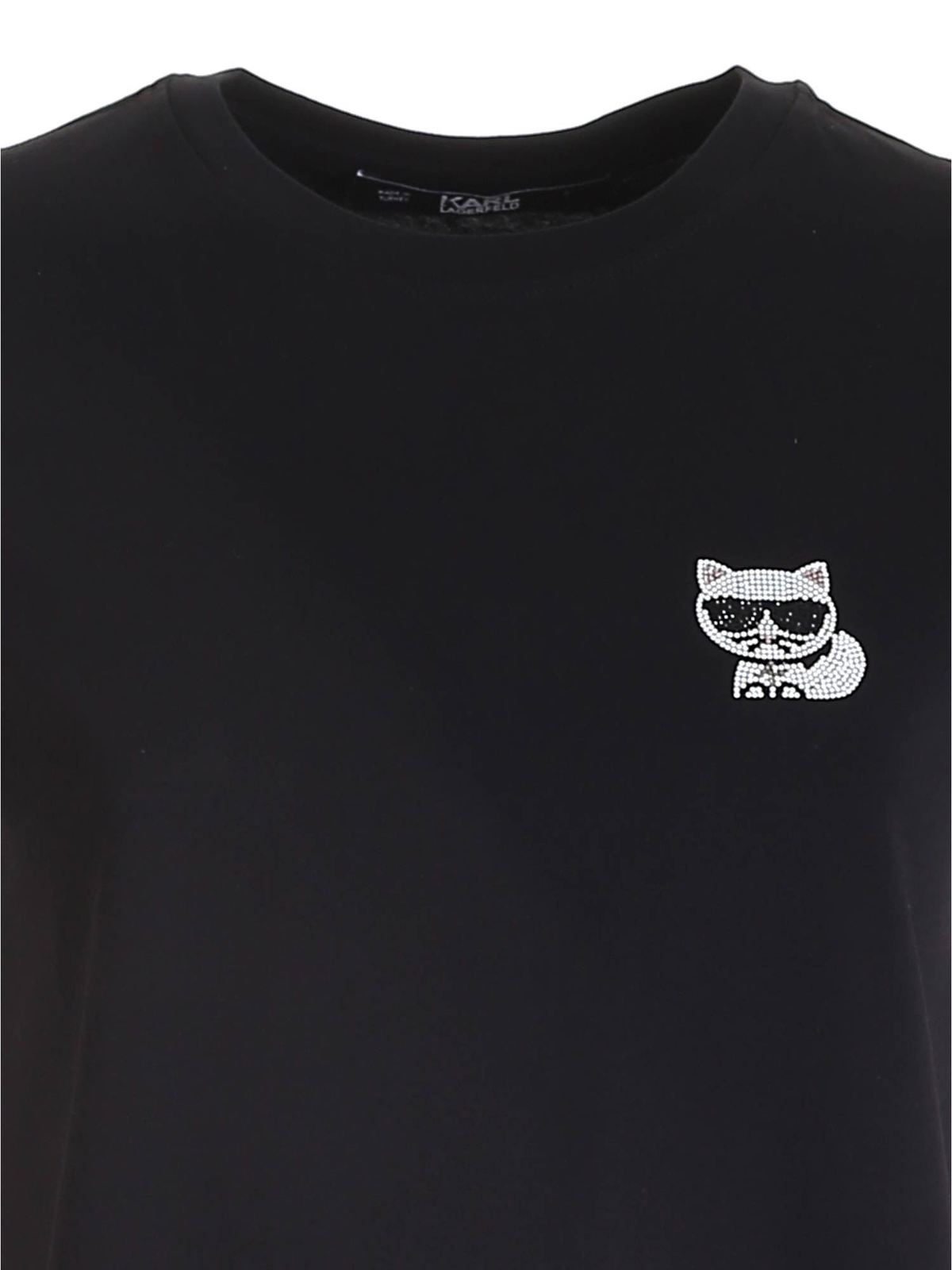 Shop Karl Lagerfeld Ikonik Mini Choupette T-shirt In Black