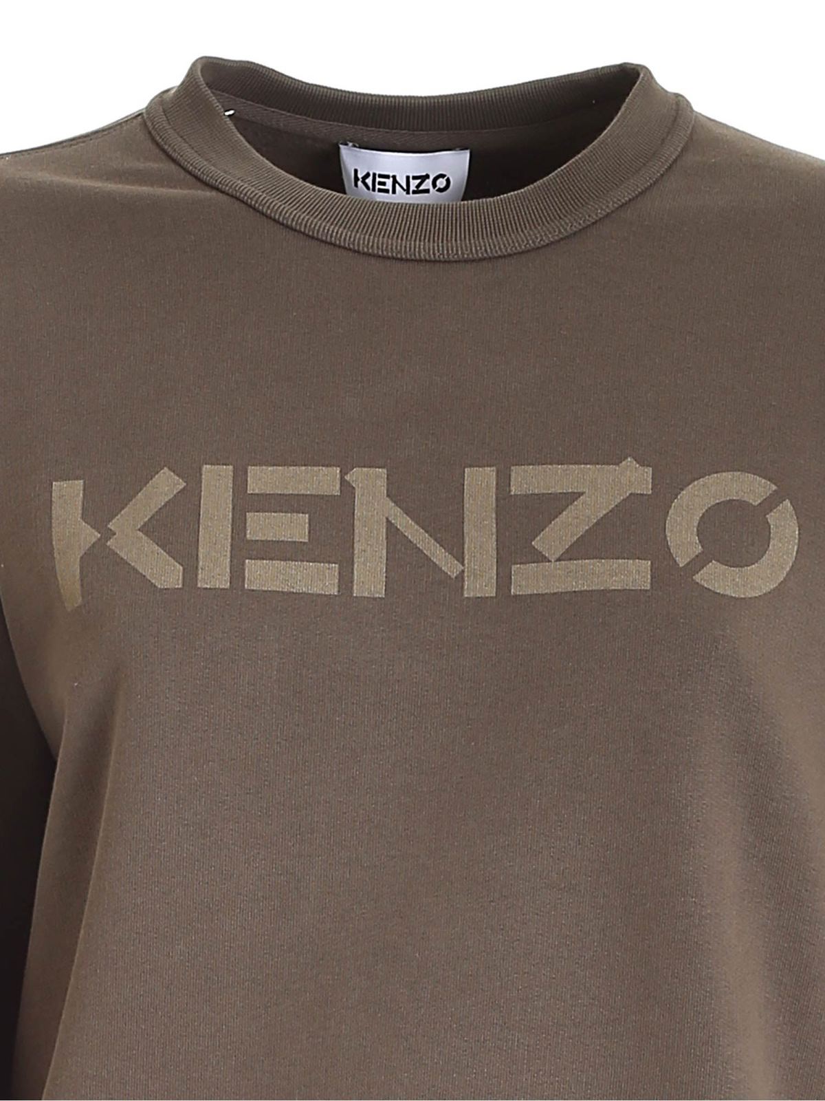 KENZO Khaki crewneck sweatshirt with print