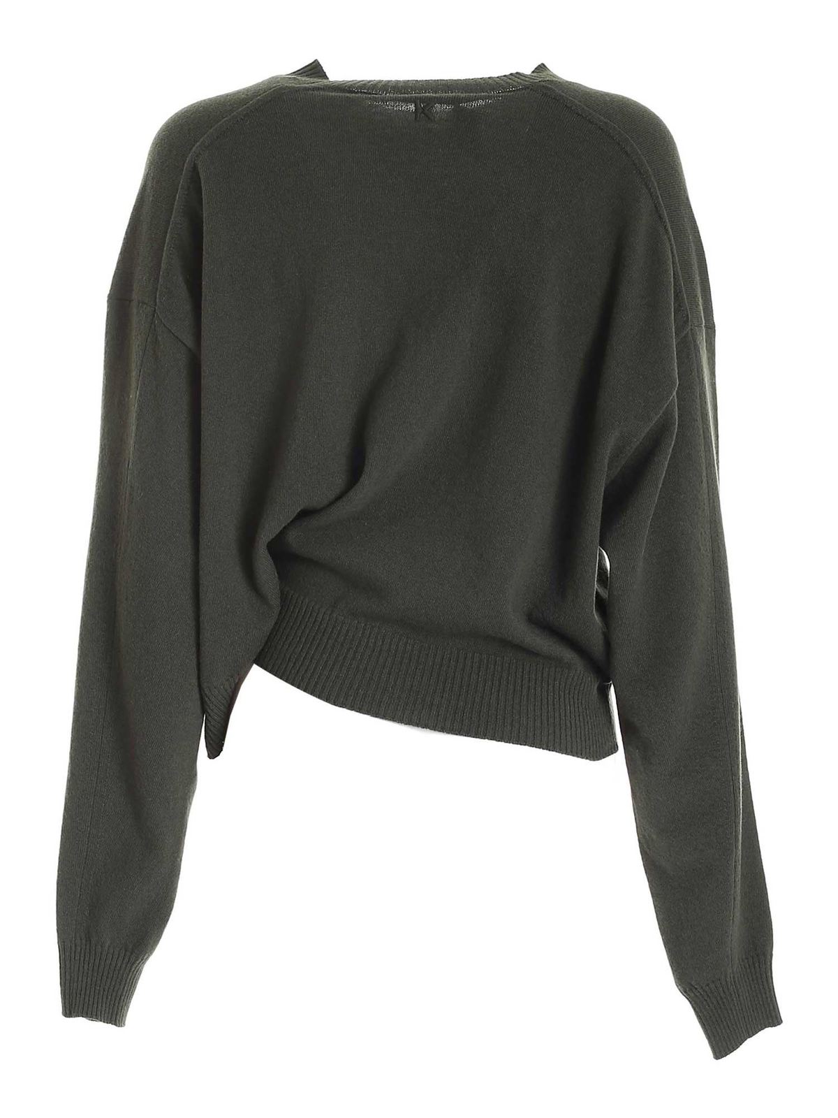 Shop Kenzo Asymmetrical Sweater In Green In Verde