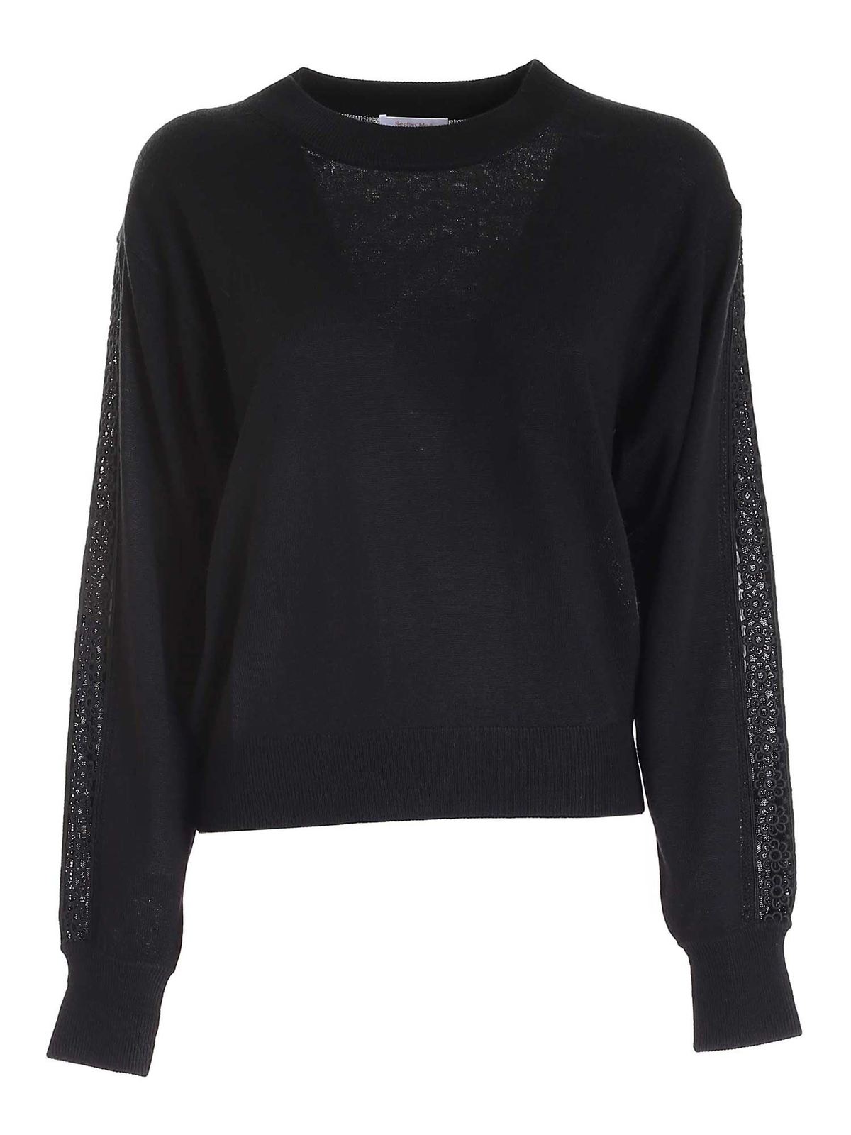 See By Chloé Embroidered Insert Sweater In Black In Negro
