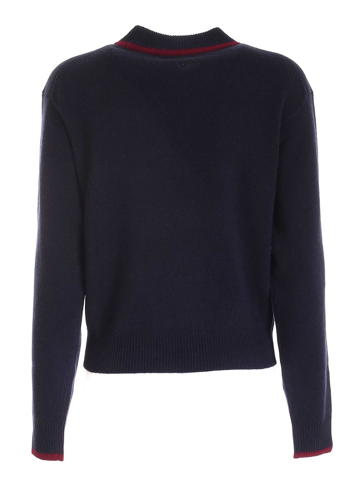 Shop See By Chloé Jacquard Sweater In Blue And Burgundy In Azul
