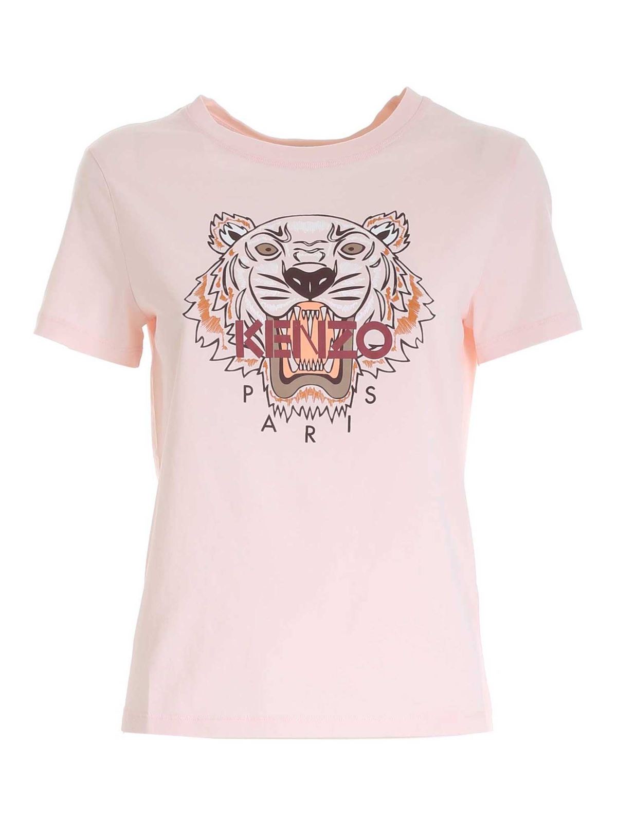 Ja Kontinent Blitz T-shirts Kenzo - Tiger logo printed T-shirt in pink - FB62TS8464YB34